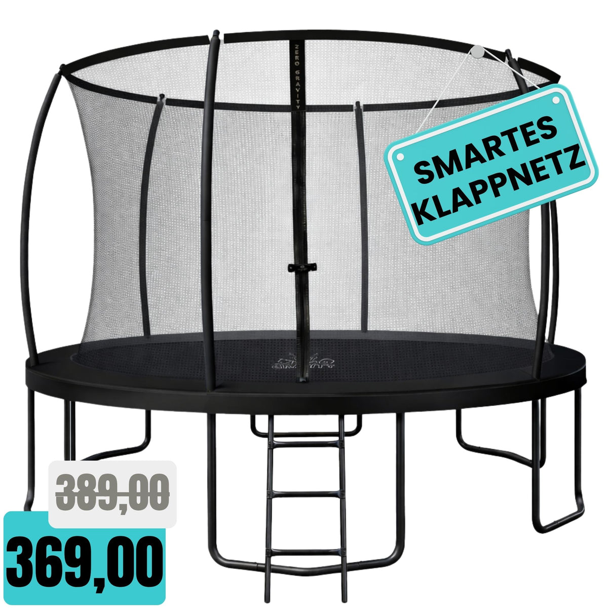 Zero Gravity Trampolin Ø 366 cm inkl. Leiter & Bodenanker - Nutzer bis 150kg