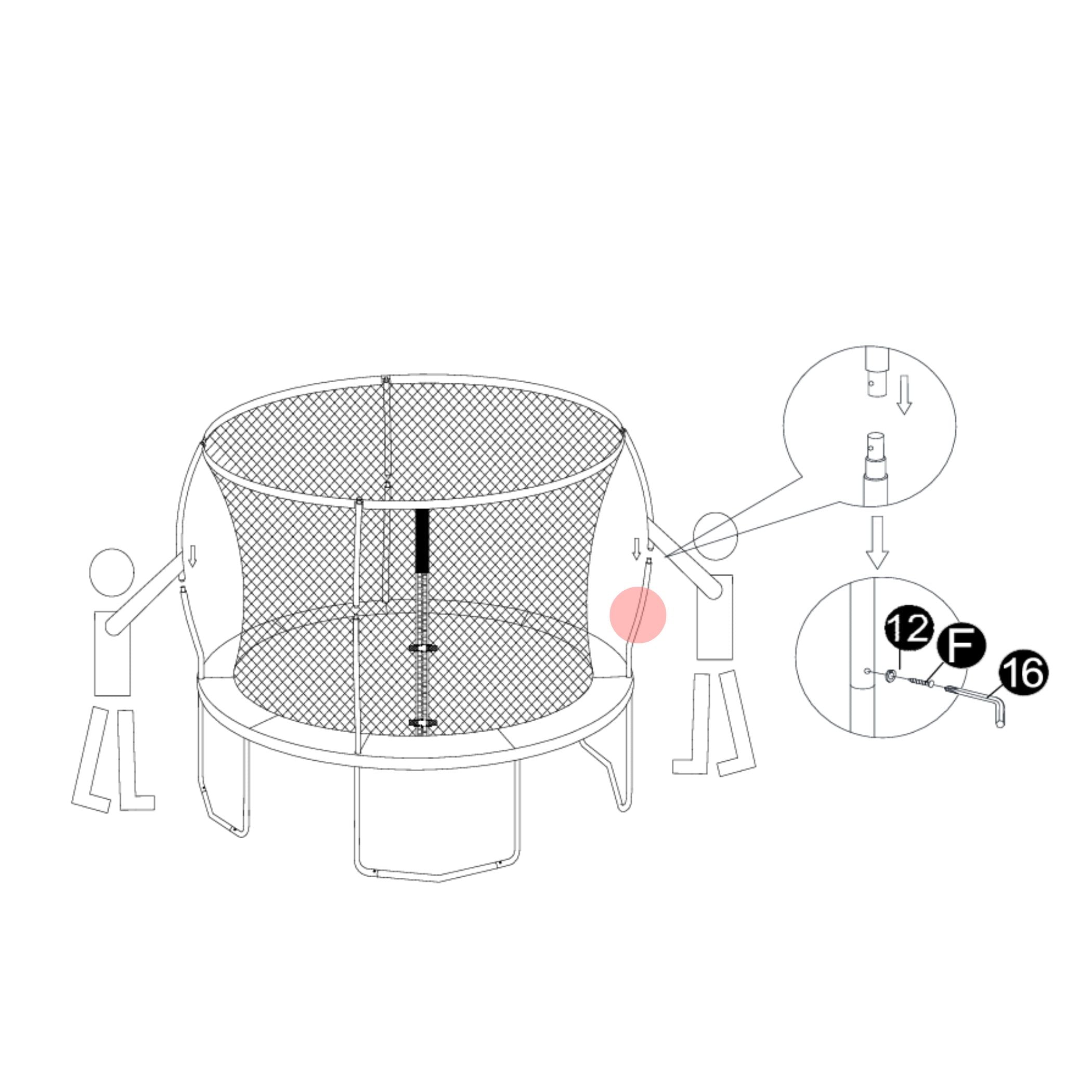 Trampolin Sicherheitsnetzstange unten (Teilenr. B) für 183, 244, 305, 366, 427 cm