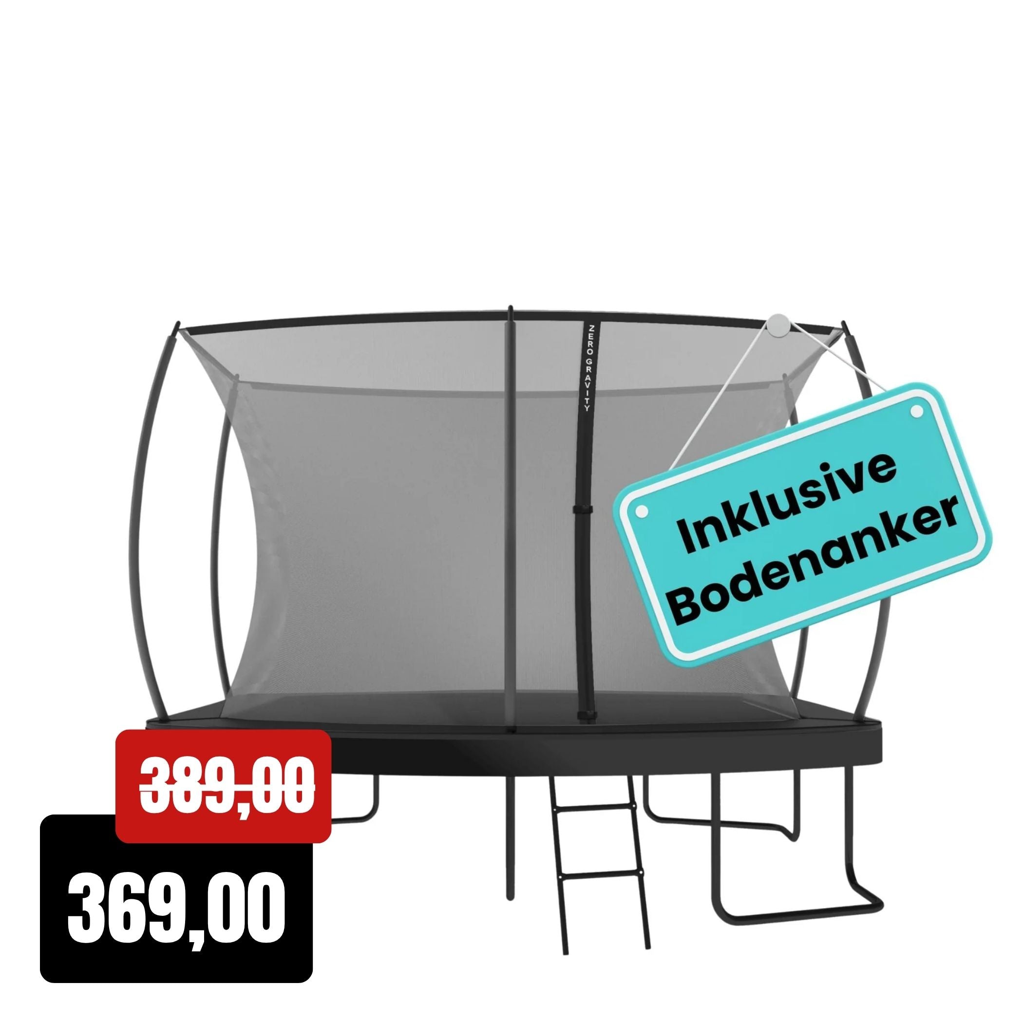 Zero Gravity Trampolin 305x213cm inkl. Leiter & Bodenanker - Nutzer bis 100kg