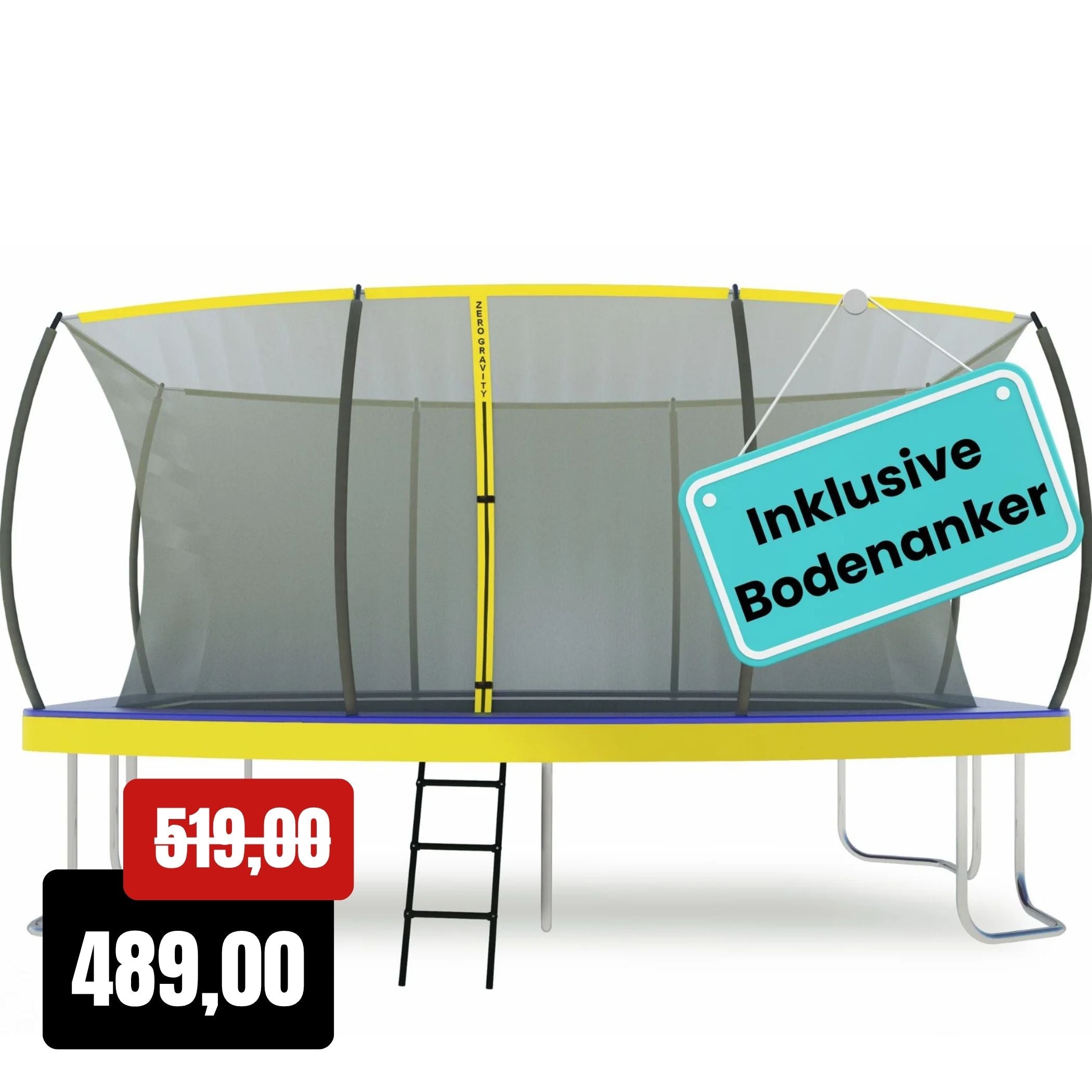 Zero Gravity Trampolin 457x305cm inkl. Leiter & Bodenanker - Nutzer bi