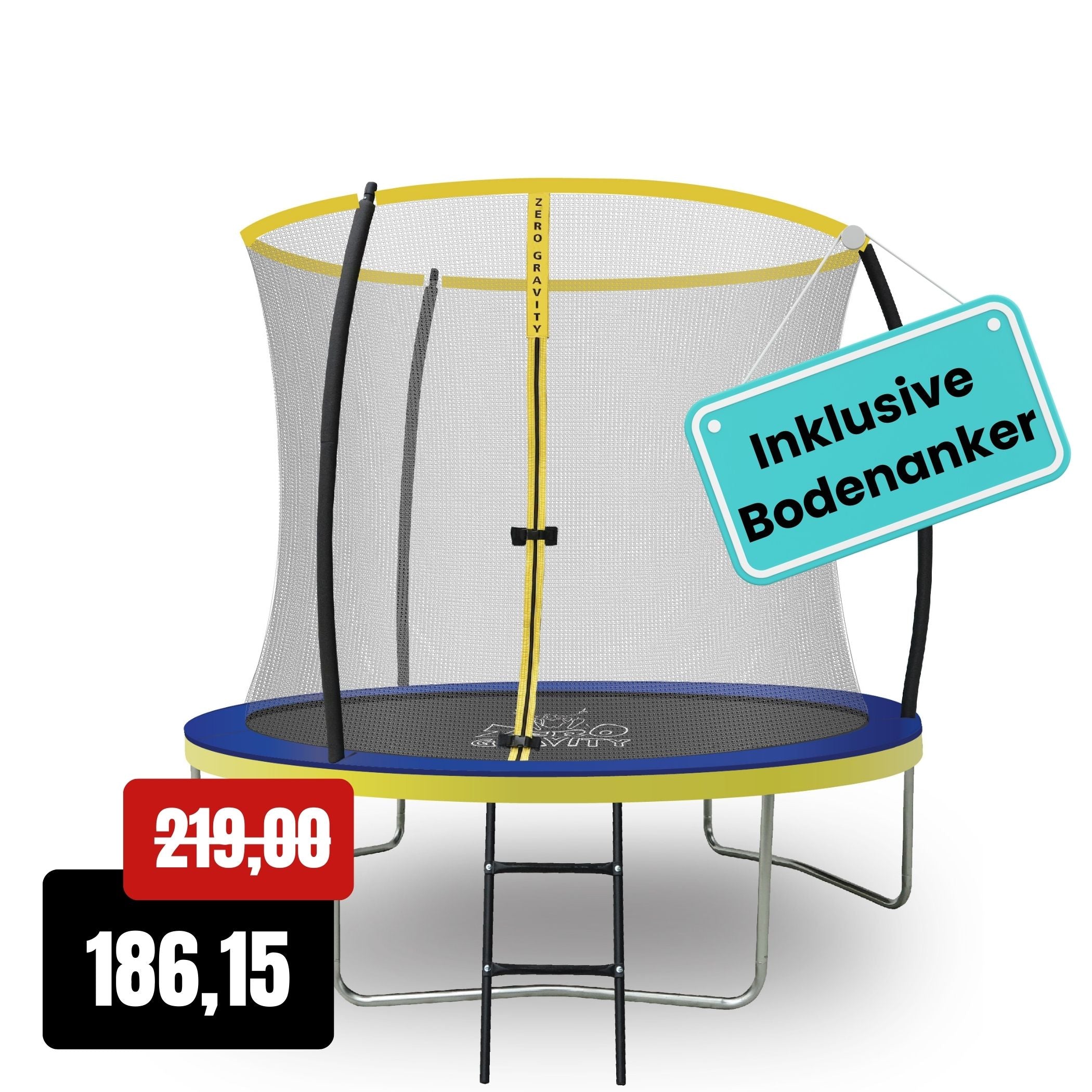 Zero Gravity Trampolin Ø 244 cm inkl. Leiter & Bodenanker-Set - Nutzer bis 75kg