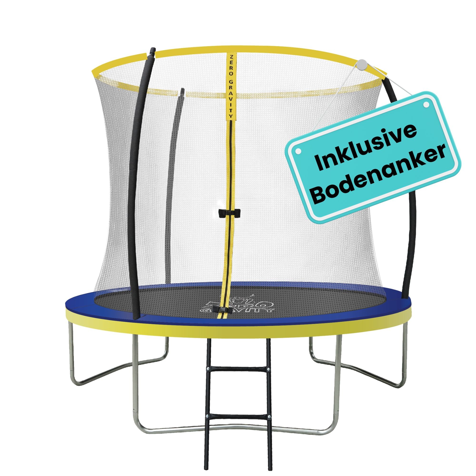 Zero Gravity Trampolin Ø 244 cm inkl. Leiter & Bodenanker-Set - Nutzer bis 75kg