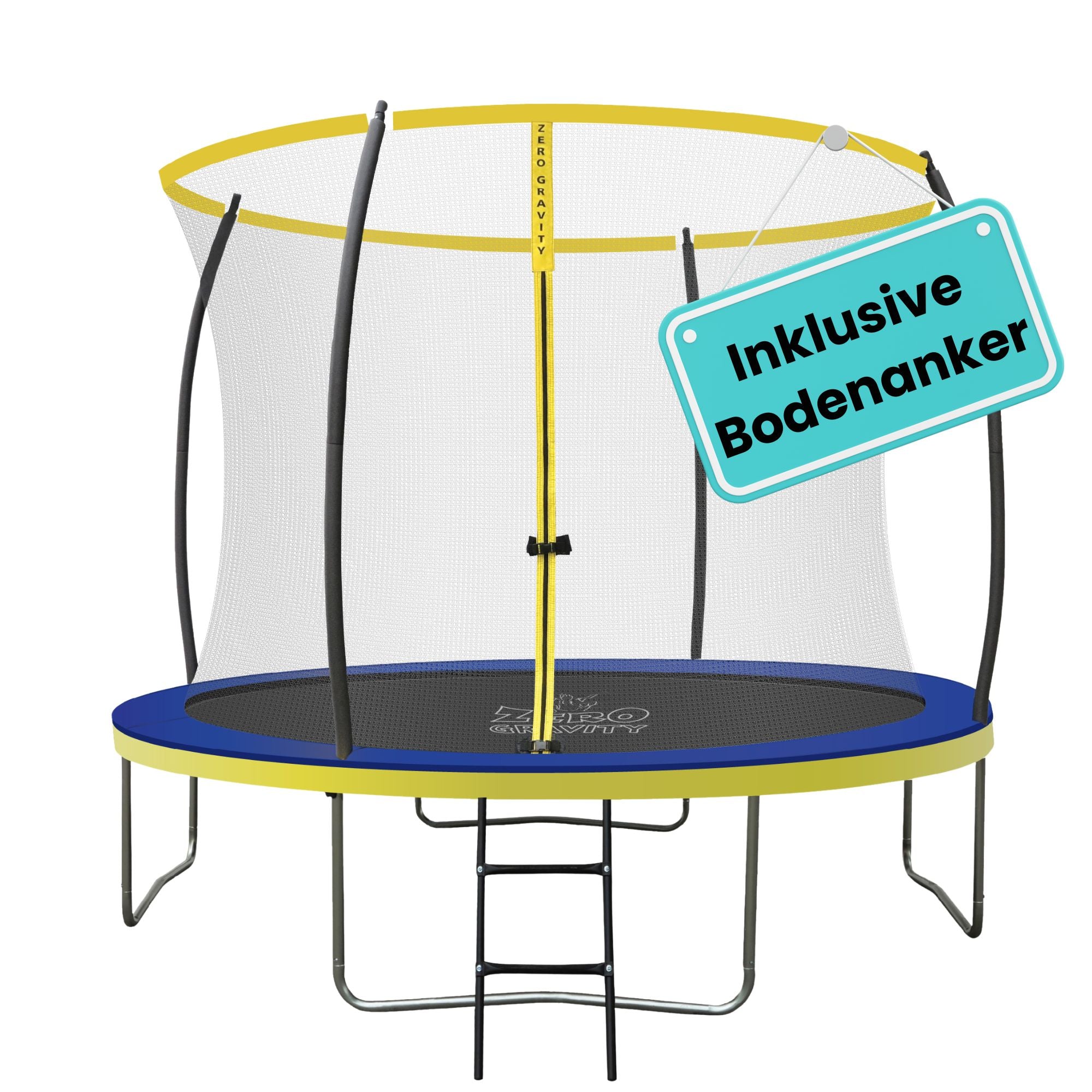 Zero Gravity Trampolin Ø 305 cm inkl. Leiter & Bodenanker - Nutzer bis 120kg