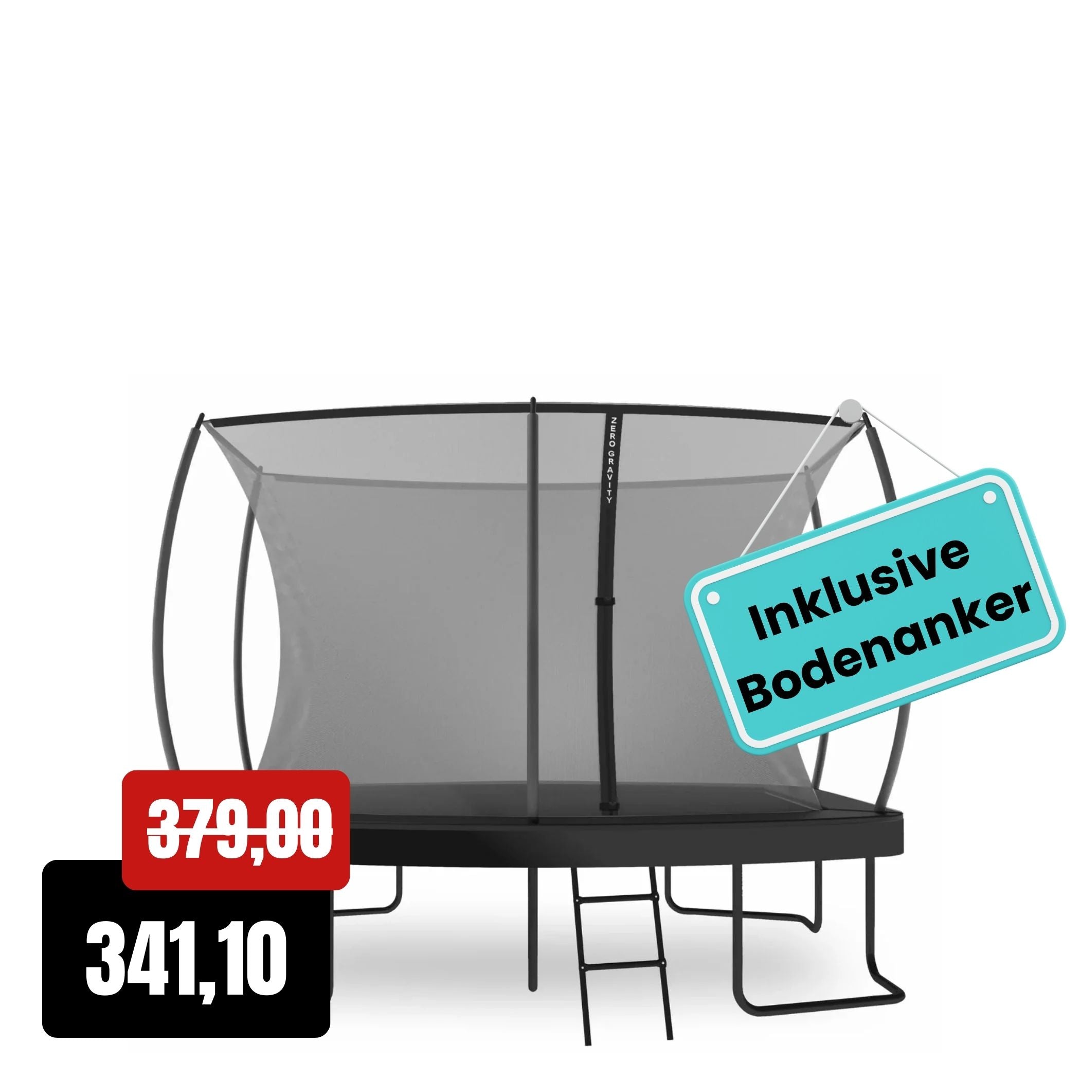 Zero Gravity Trampolin 305x213cm inkl. Leiter & Bodenanker - Nutzer bis 100kg