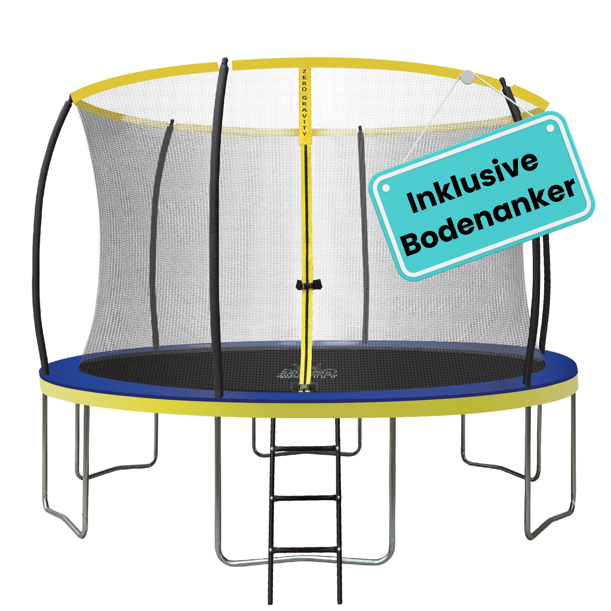 Zero Gravity Trampolin Ø 366 cm inkl. Leiter & Bodenanker - Nutzer bis 150kg