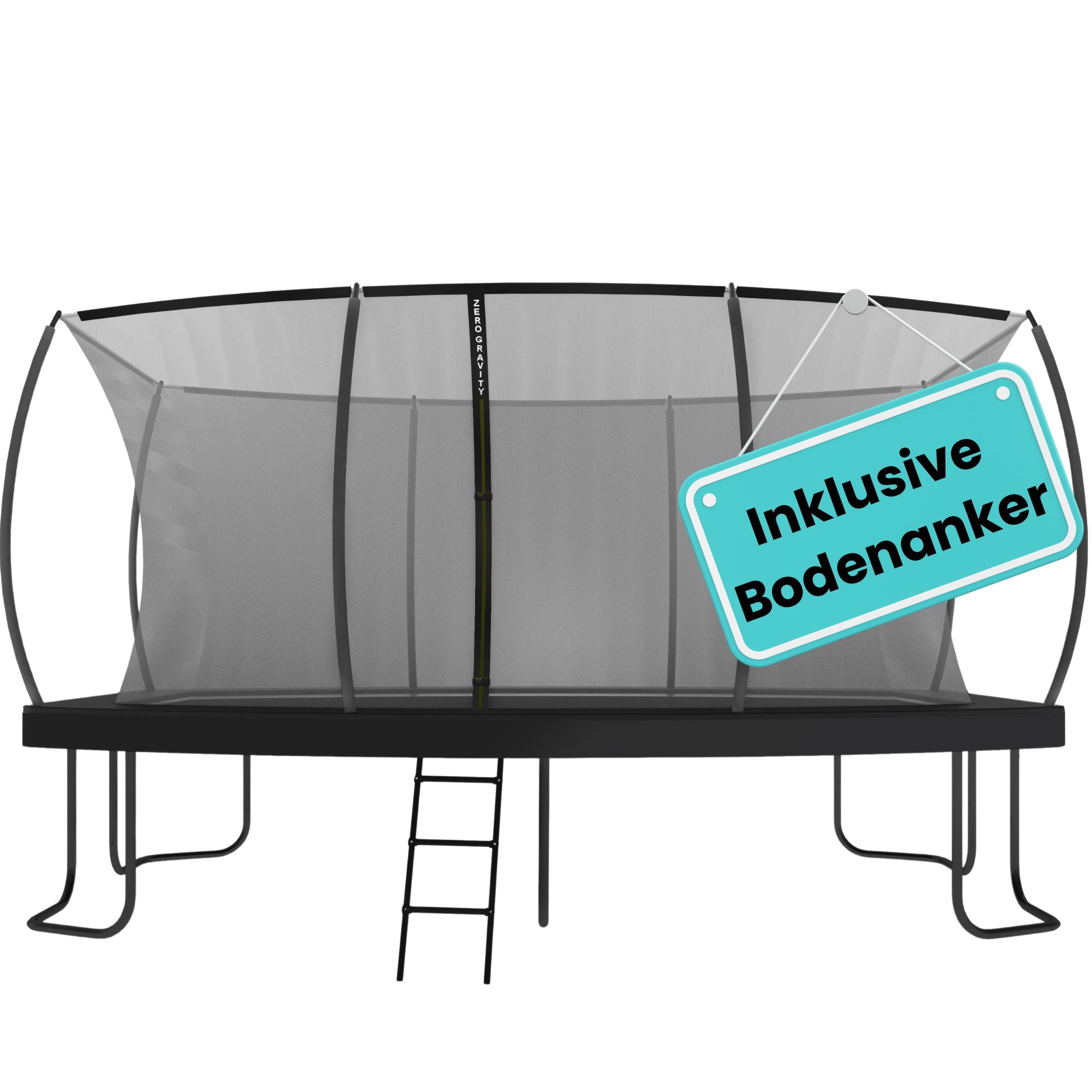 Zero Gravity Trampolin 457x305cm inkl. Leiter & Bodenanker - Nutzer bis 130kg