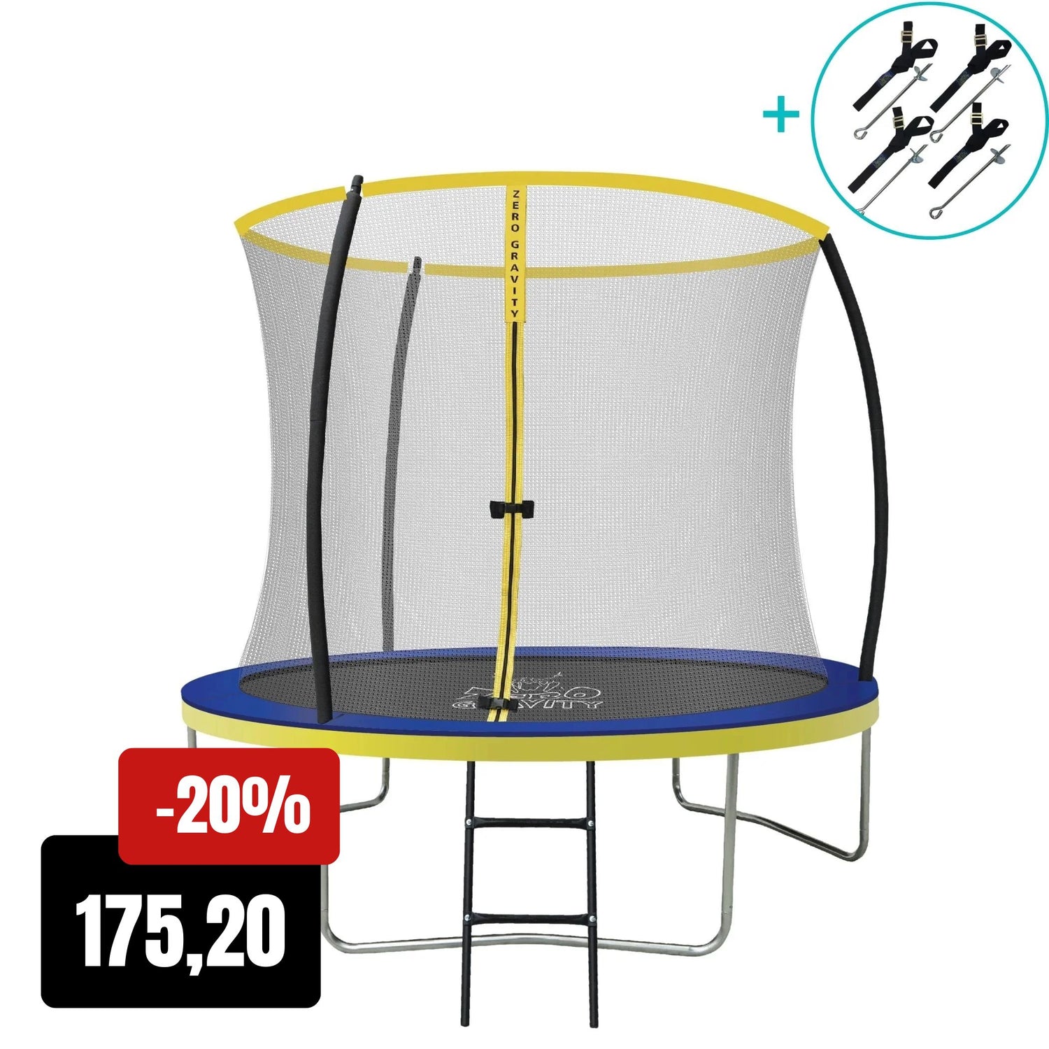 Zero Gravity Trampolin  Ø 244 cm inkl. Leiter & Bodenanker-Set - Nutzer bis 75kg
