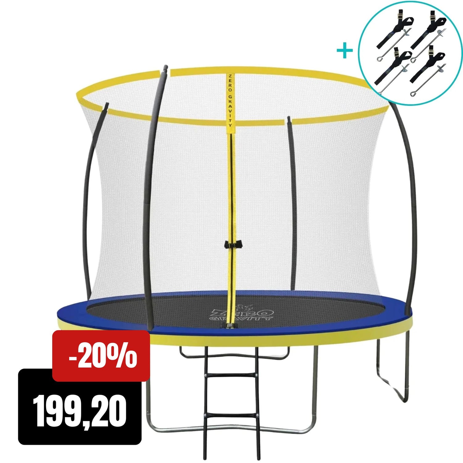 Zero Gravity Trampolin Ø 305 cm inkl. Leiter & Bodenanker - Nutzer bis 120kg
