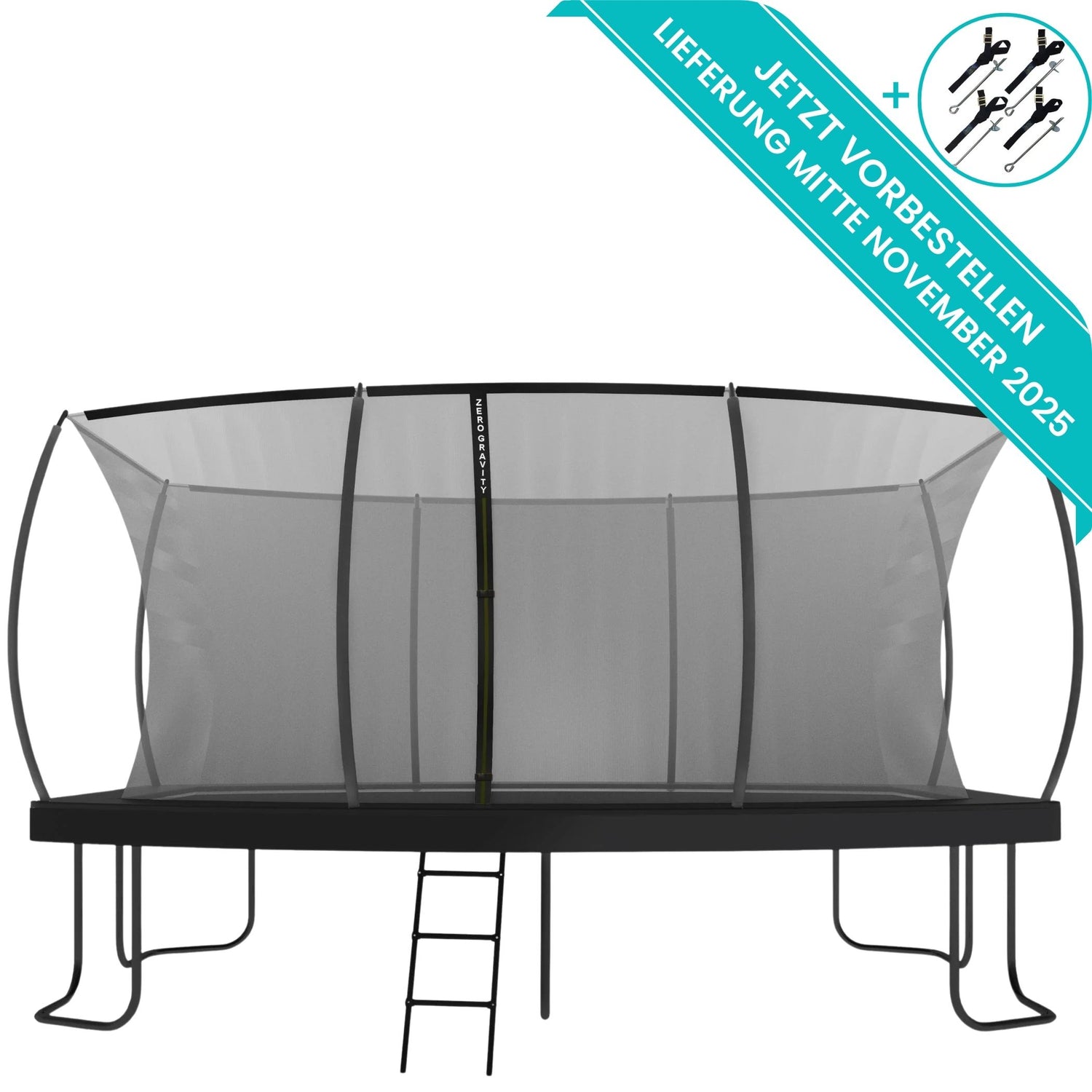 Zero Gravity Trampolin 457x305cm inkl. Leiter & Bodenanker - Nutzer bis 130kg