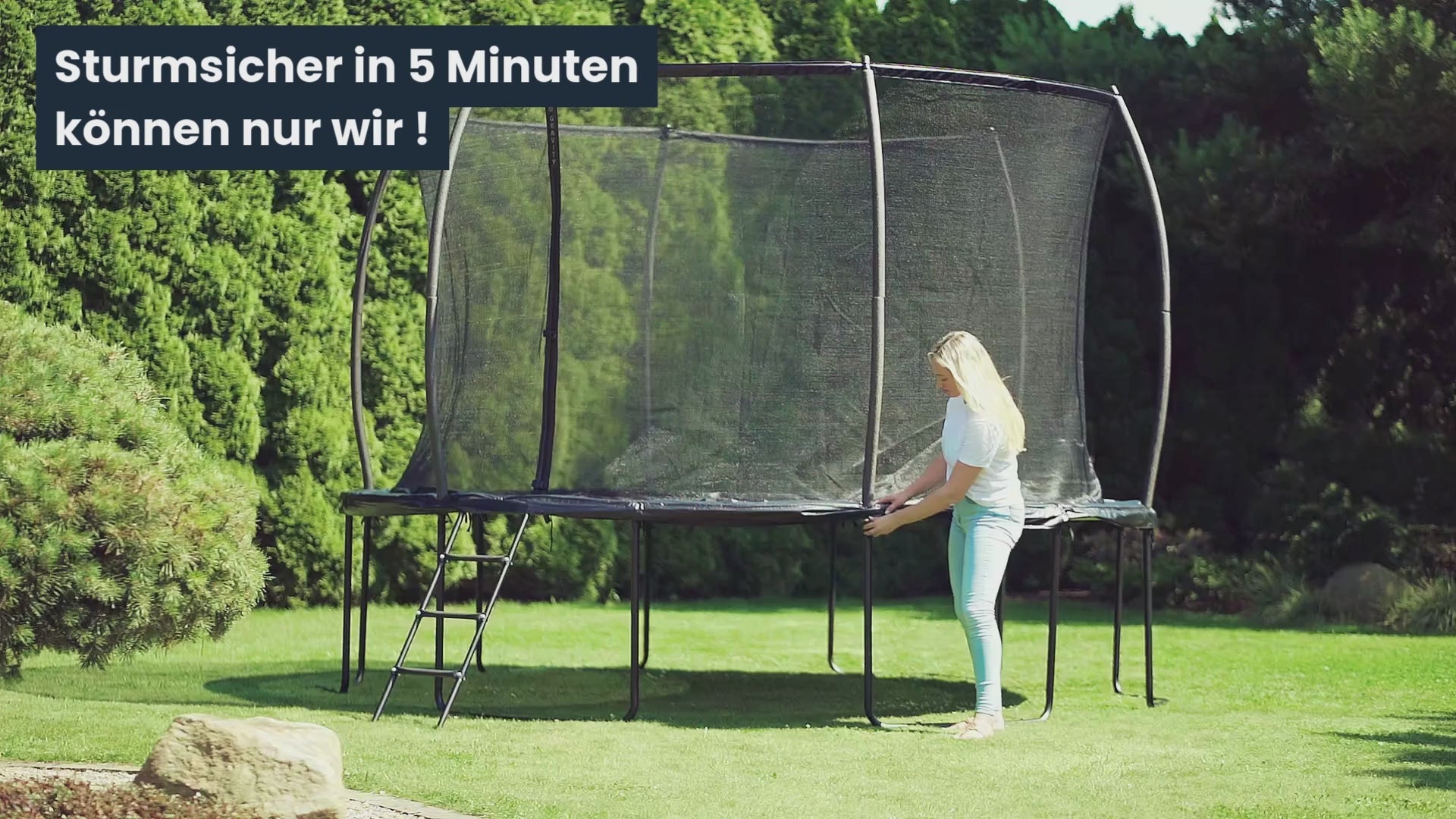 Zero Gravity Trampolin Ø 366 cm inkl. Leiter & Bodenanker - Nutzer bis 150kg