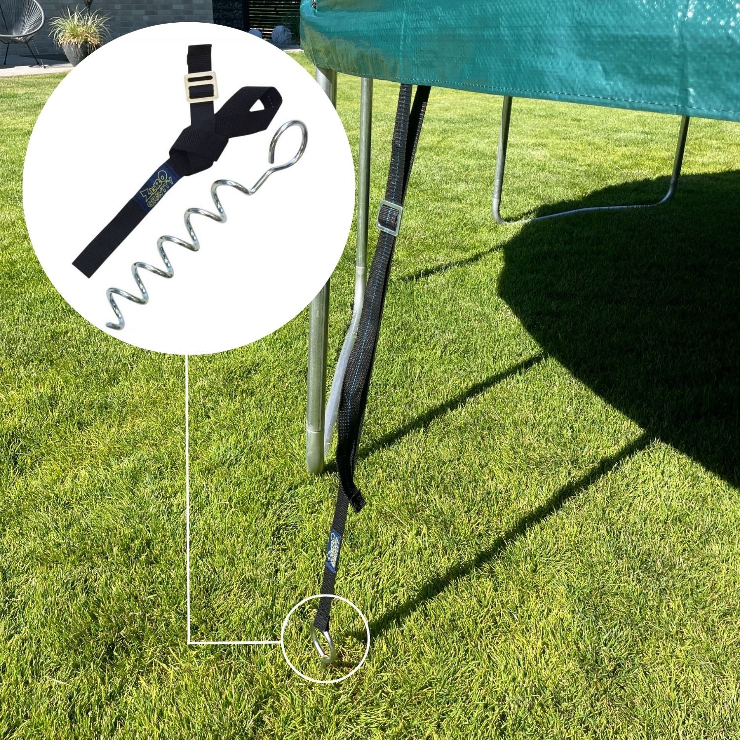 Bodenanker-Set - 4 spiralförmige Bodenanker inkl. Befestigungsgurte