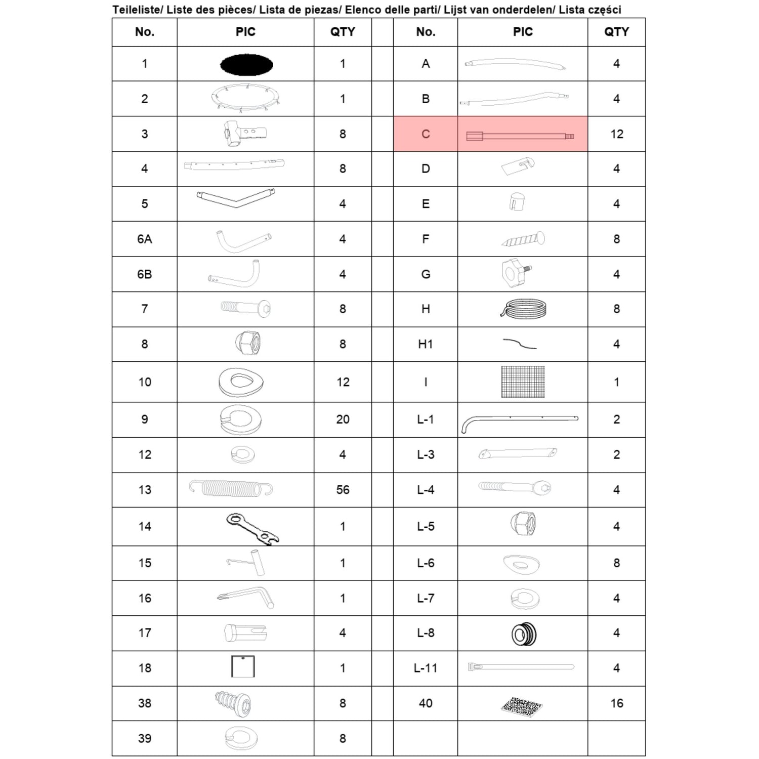 Trampolin Stahlseil Sicherheitsnetz (Teilenr. C) für 305x213, 366x244, 457x305cm