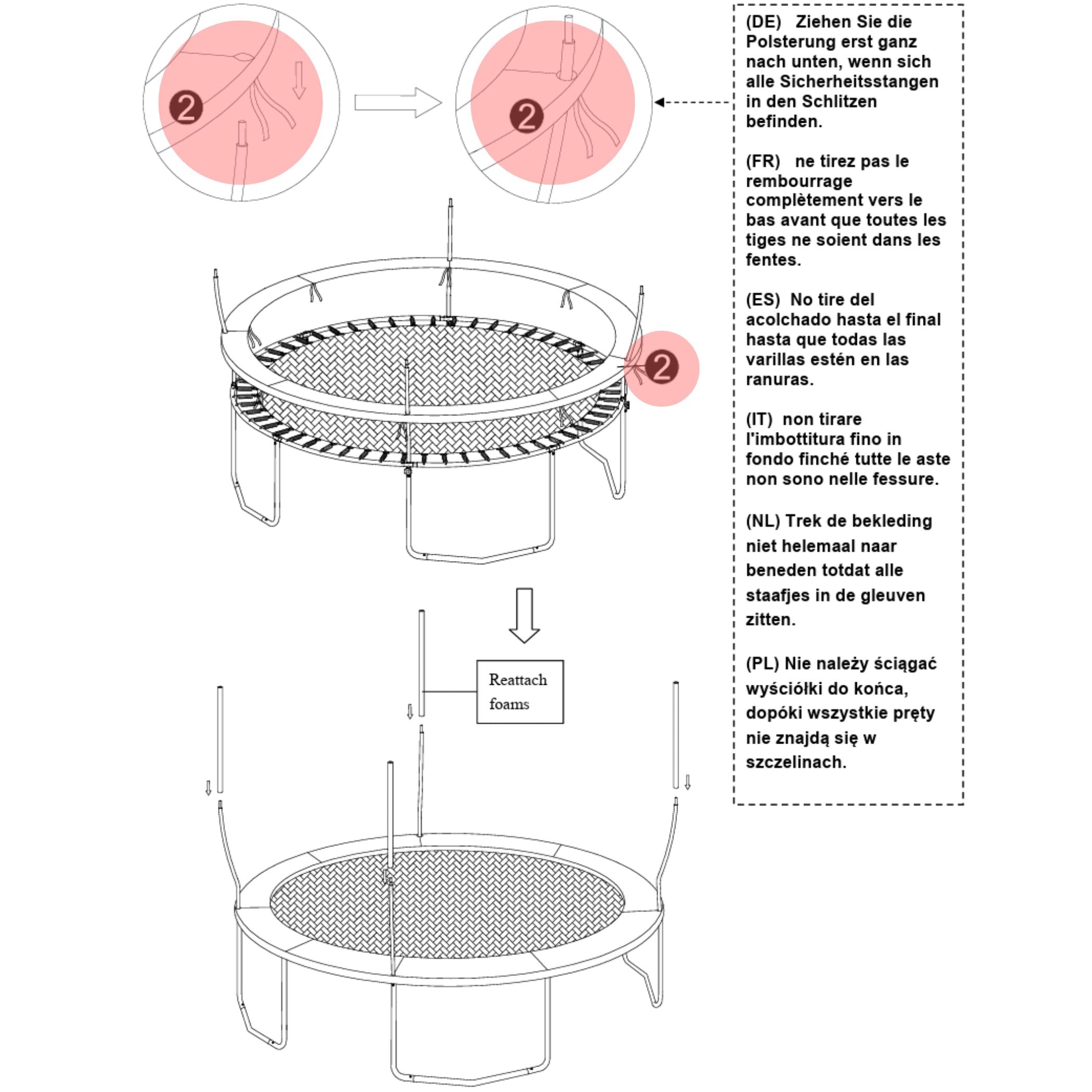 Trampolin Randabdeckung (Teilenr. 2) für 183, 244, 305, 366, 427 cm Black Edition