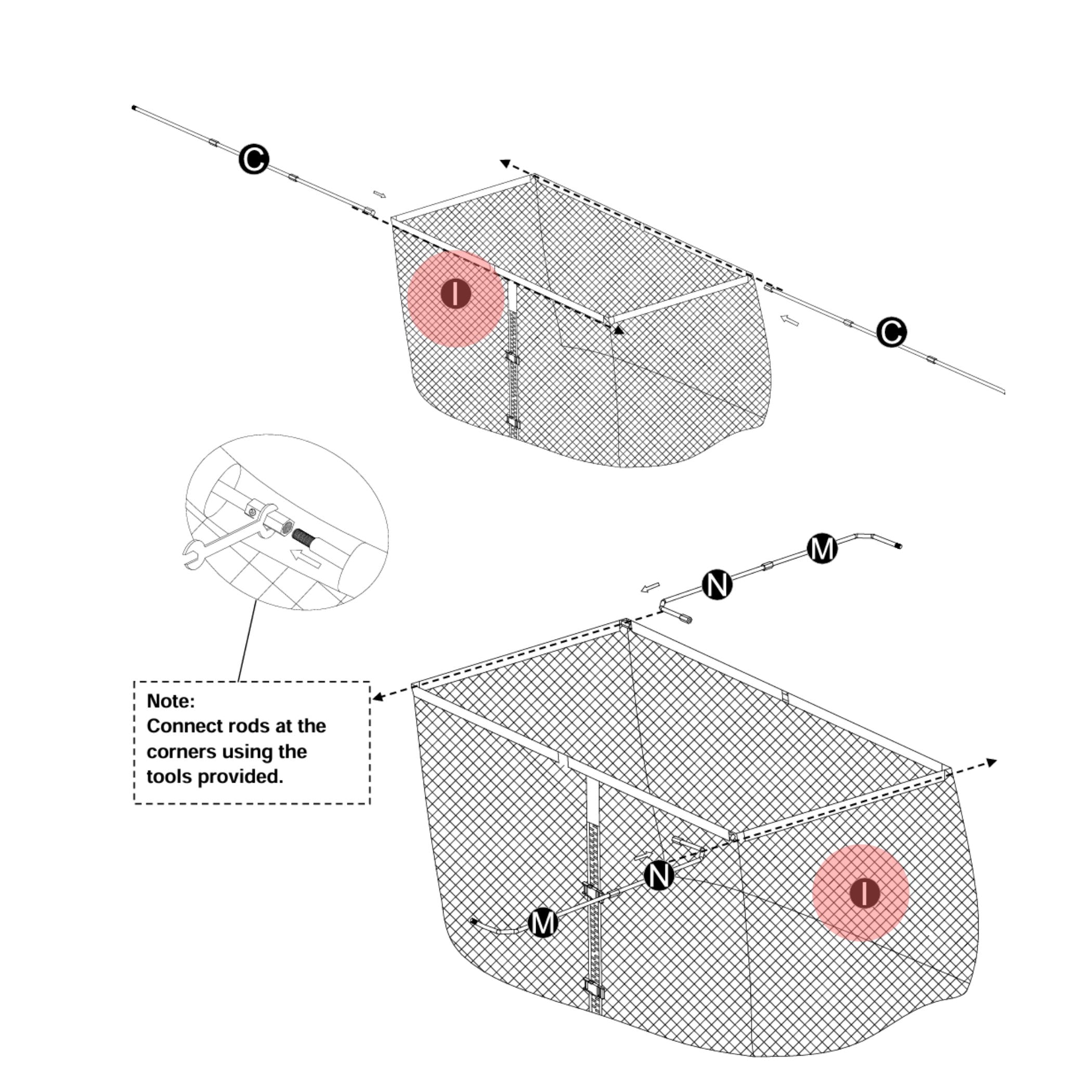 Trampolin Sicherheitsnetz (Teilenr. I) für 183, 244, 305, 366, 427 cm