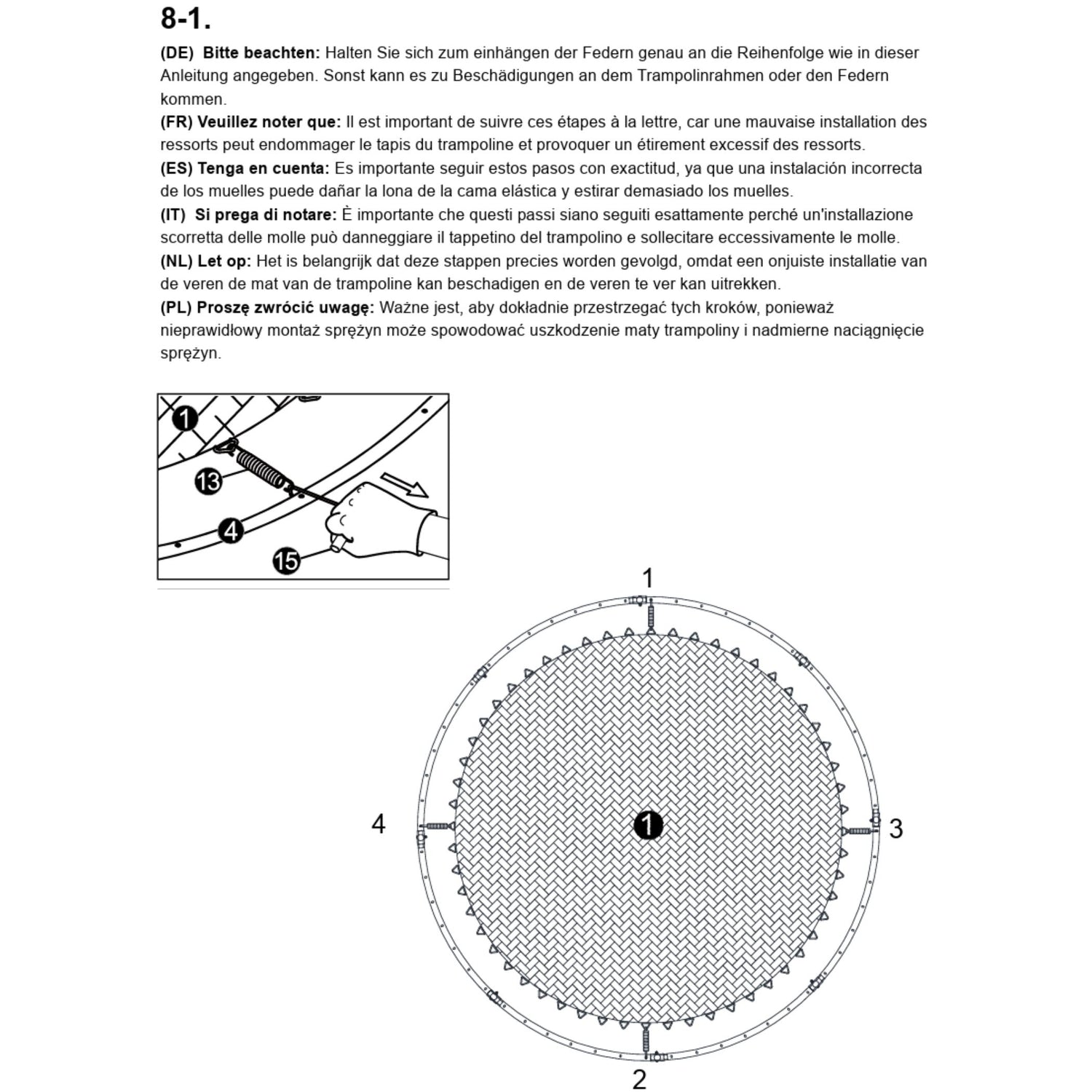 Trampolin Federn 6er Set (Teilenr. 13) für 183/244/305/366/427 cm