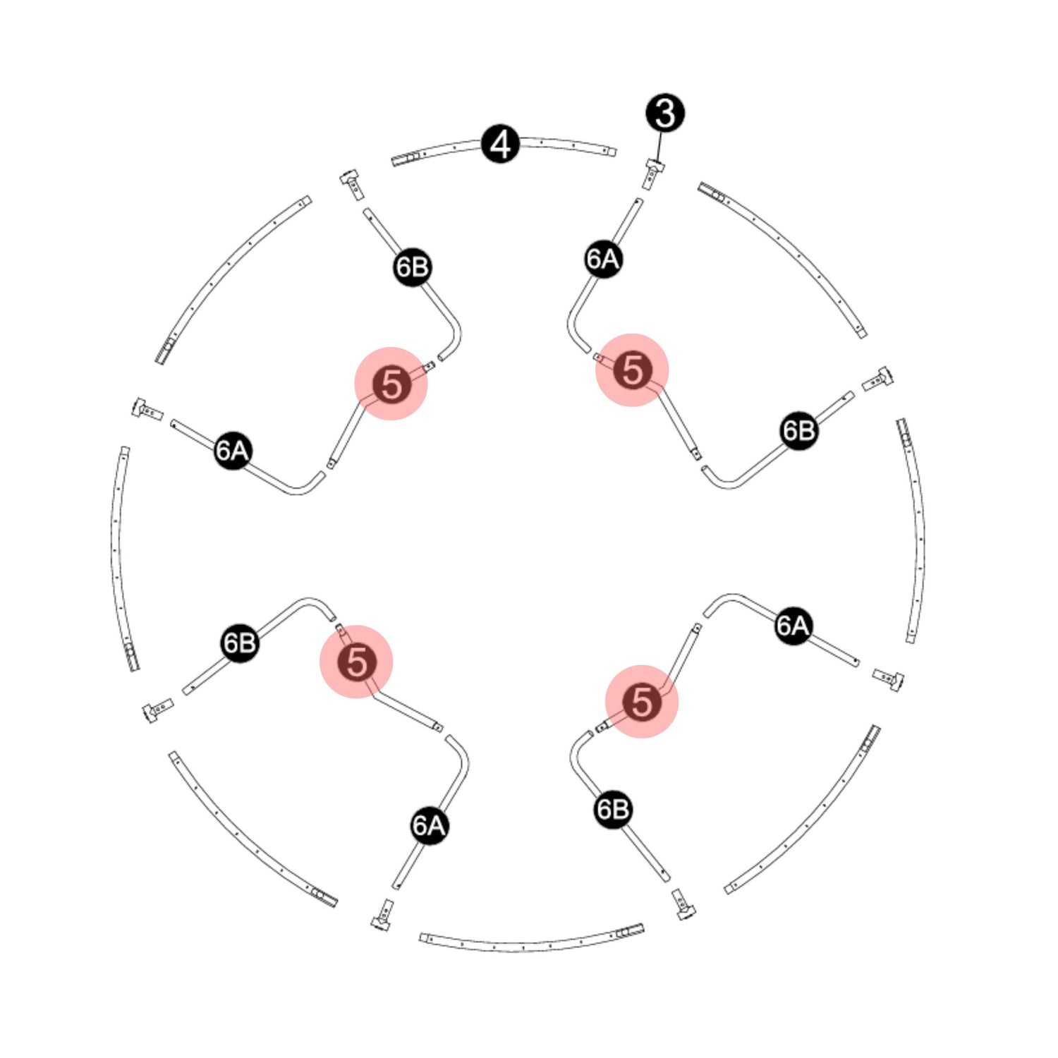 Trampolin Standfuß (Teilenr. 5) für 244, 305, 366, 427 cm - Ultima 4 Black Edition