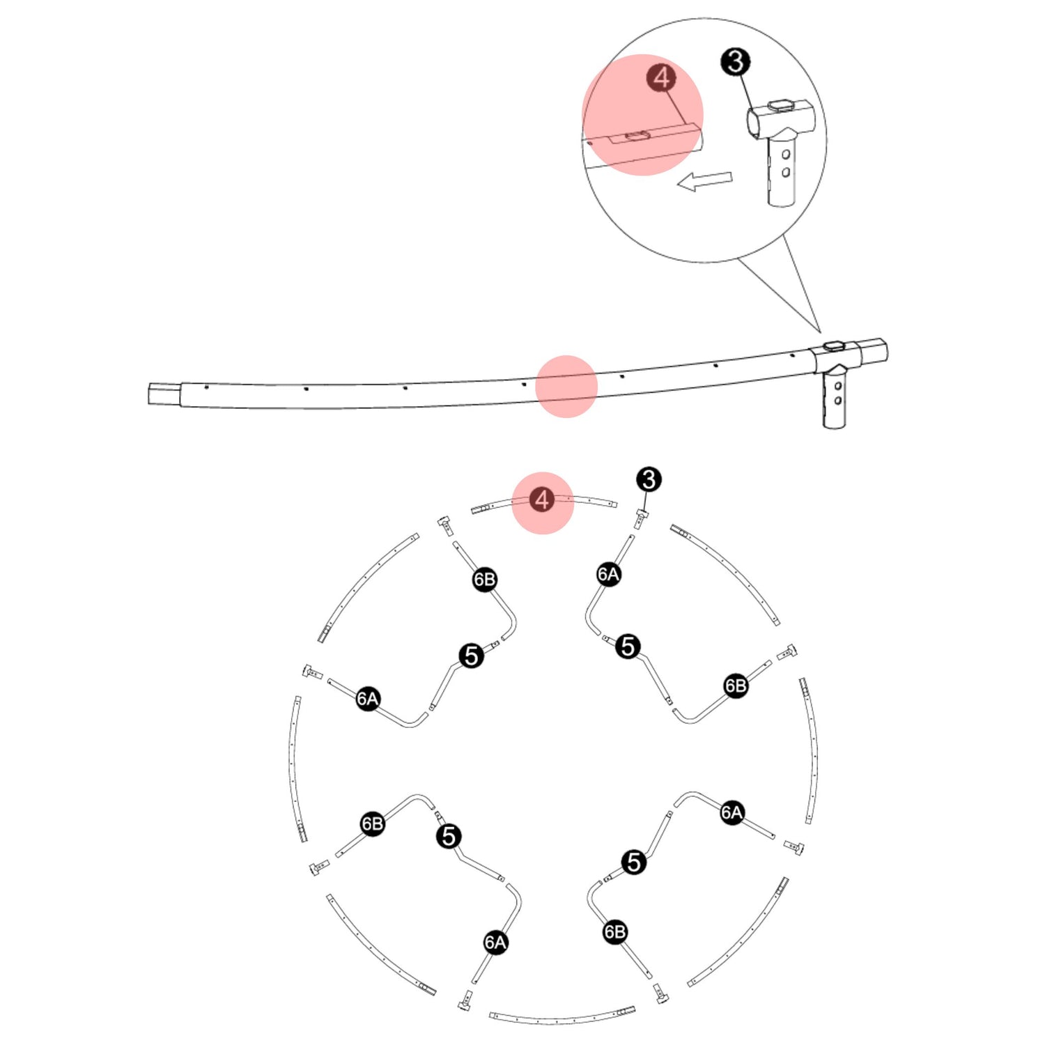 Trampolin Rahmenteil (Teilenr. 4) für 183, 244, 305, 366, 427 cm