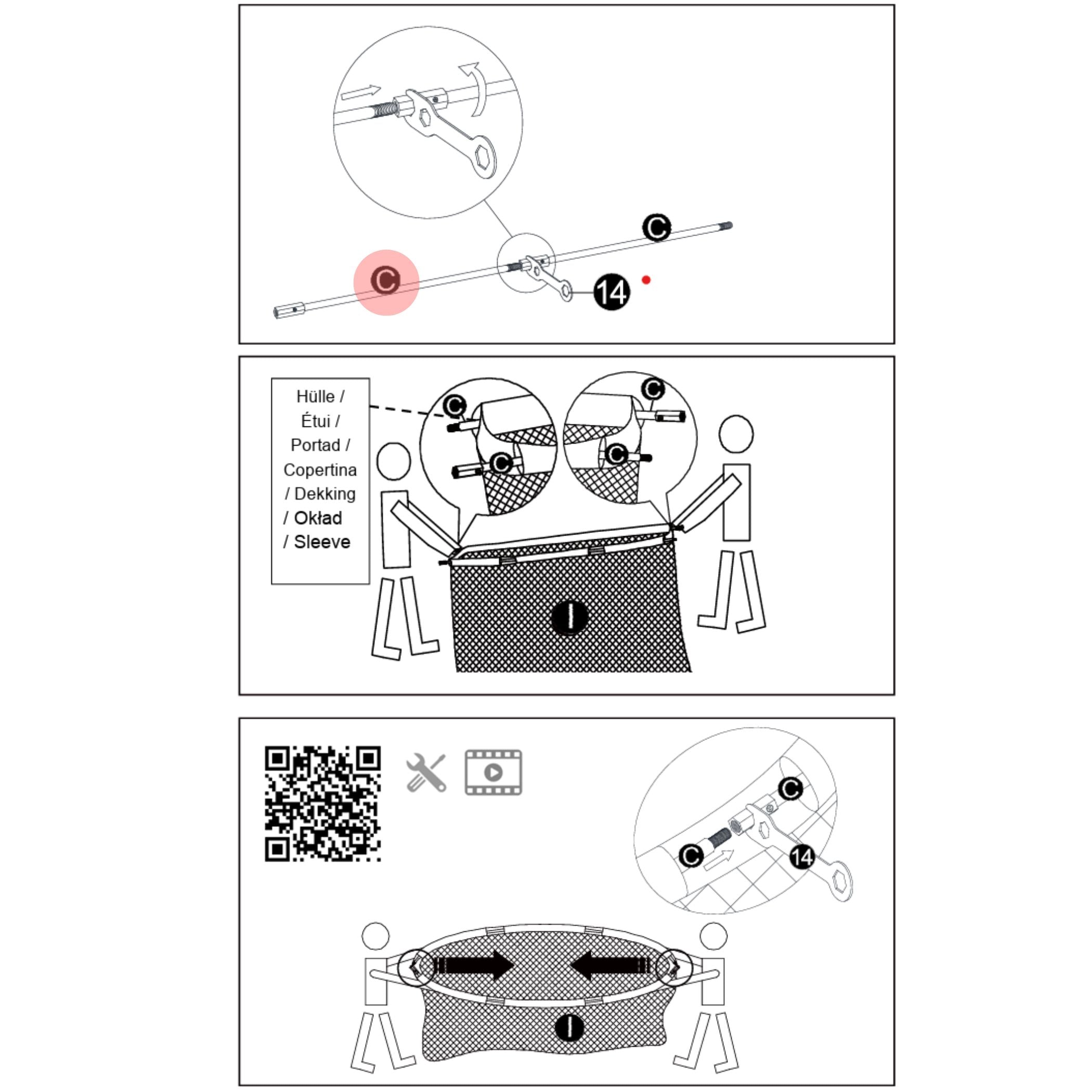 Trampolin StahlFlex-Stange (Teilenr. C) für 183, 244, 305, 366, 427 cm
