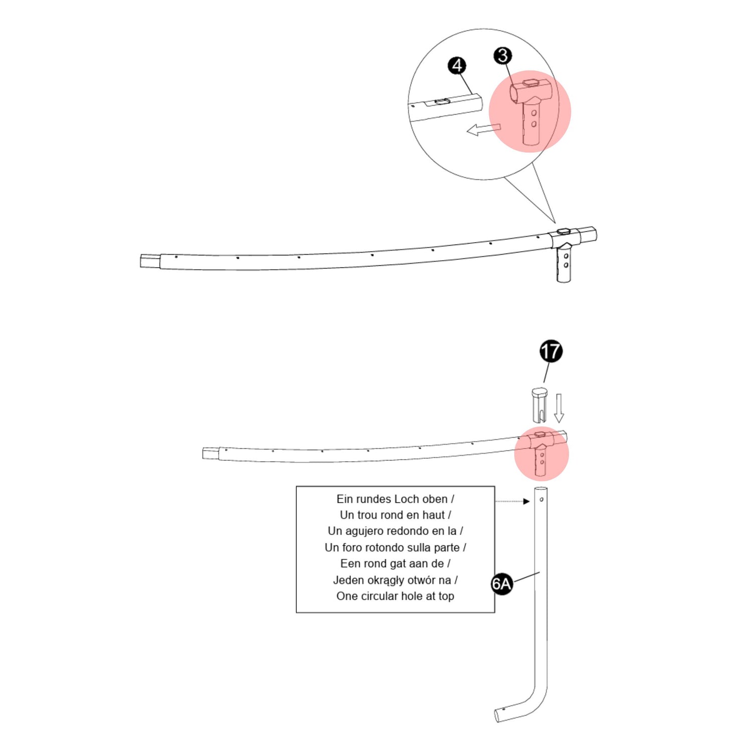 Trampolin T-Verbindungselement (Teilenr. 3) für 183, 244, 305, 366, 427 cm