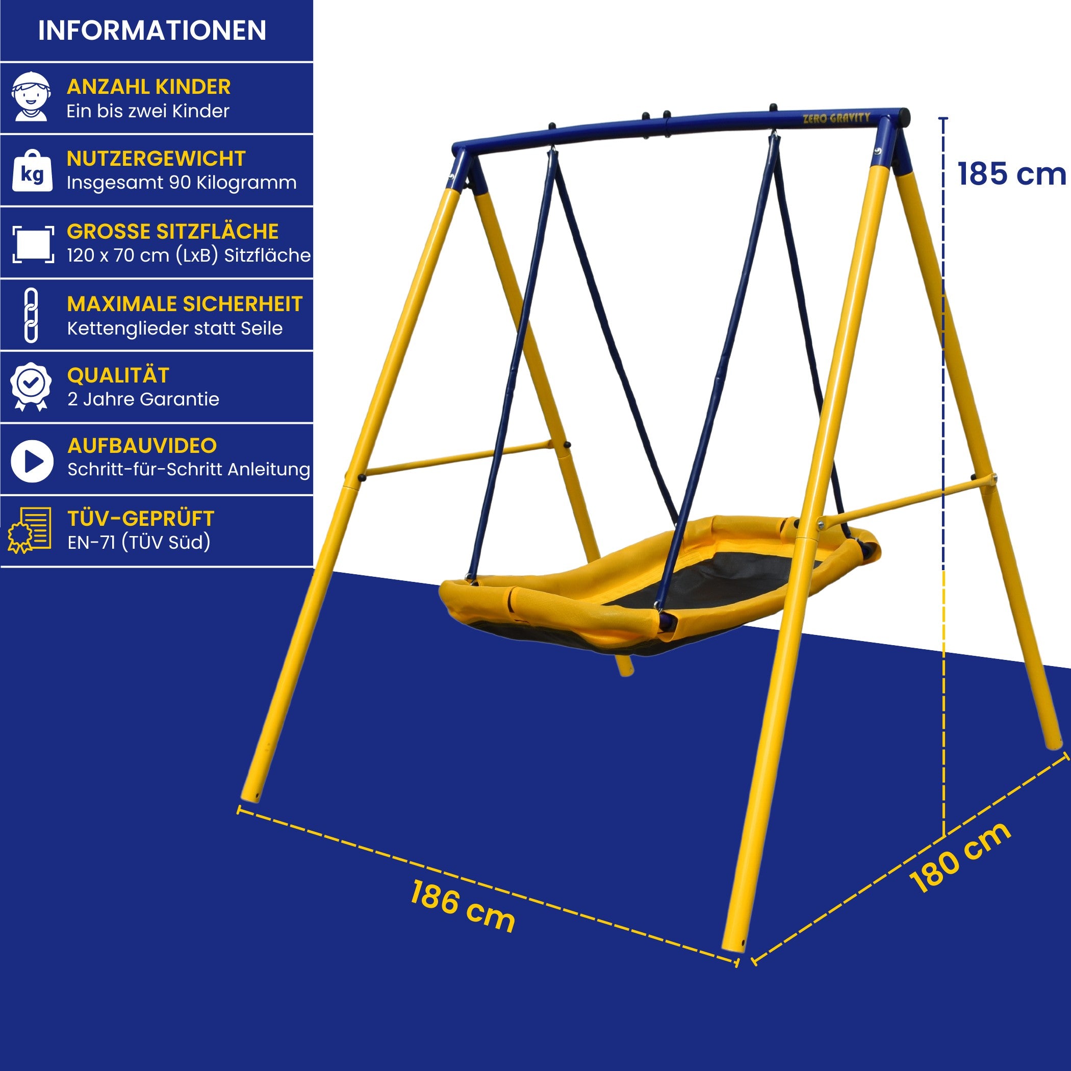 Magic Carpet Schaukel für 2 Kinder, Max. Belastungsgewicht 90kg