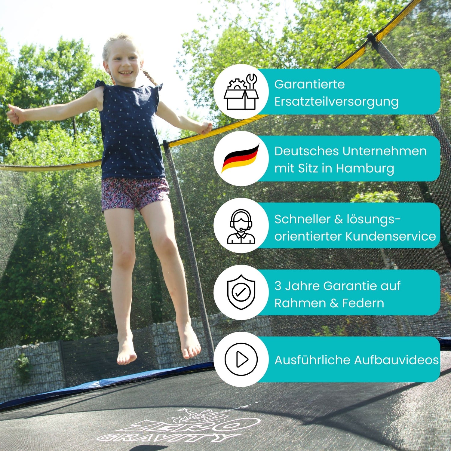 Zero Gravity Trampolin 457x305cm inkl. Leiter & Bodenanker - Nutzer bis 130kg