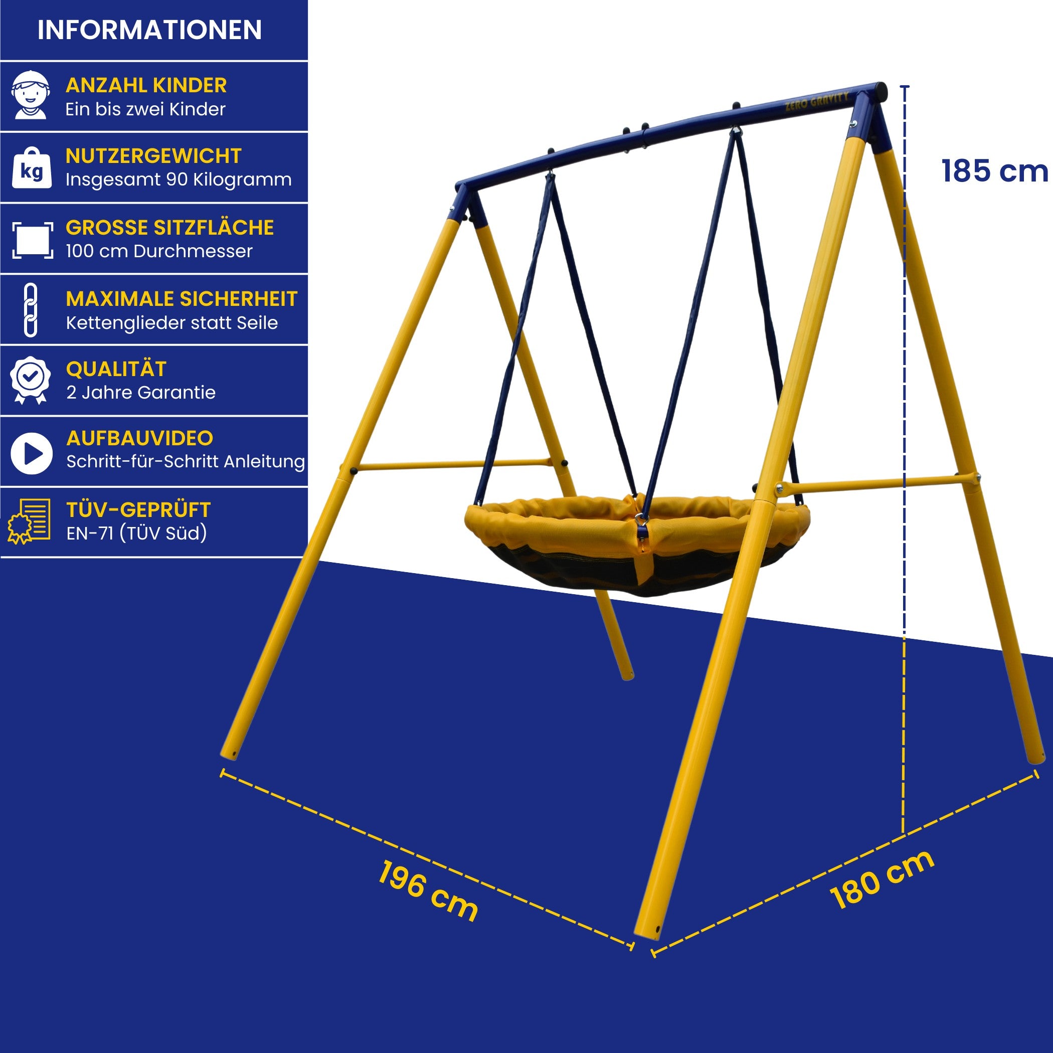 UFO Schaukel für 2 Kinder, Max. Belastungsgewicht 90kg