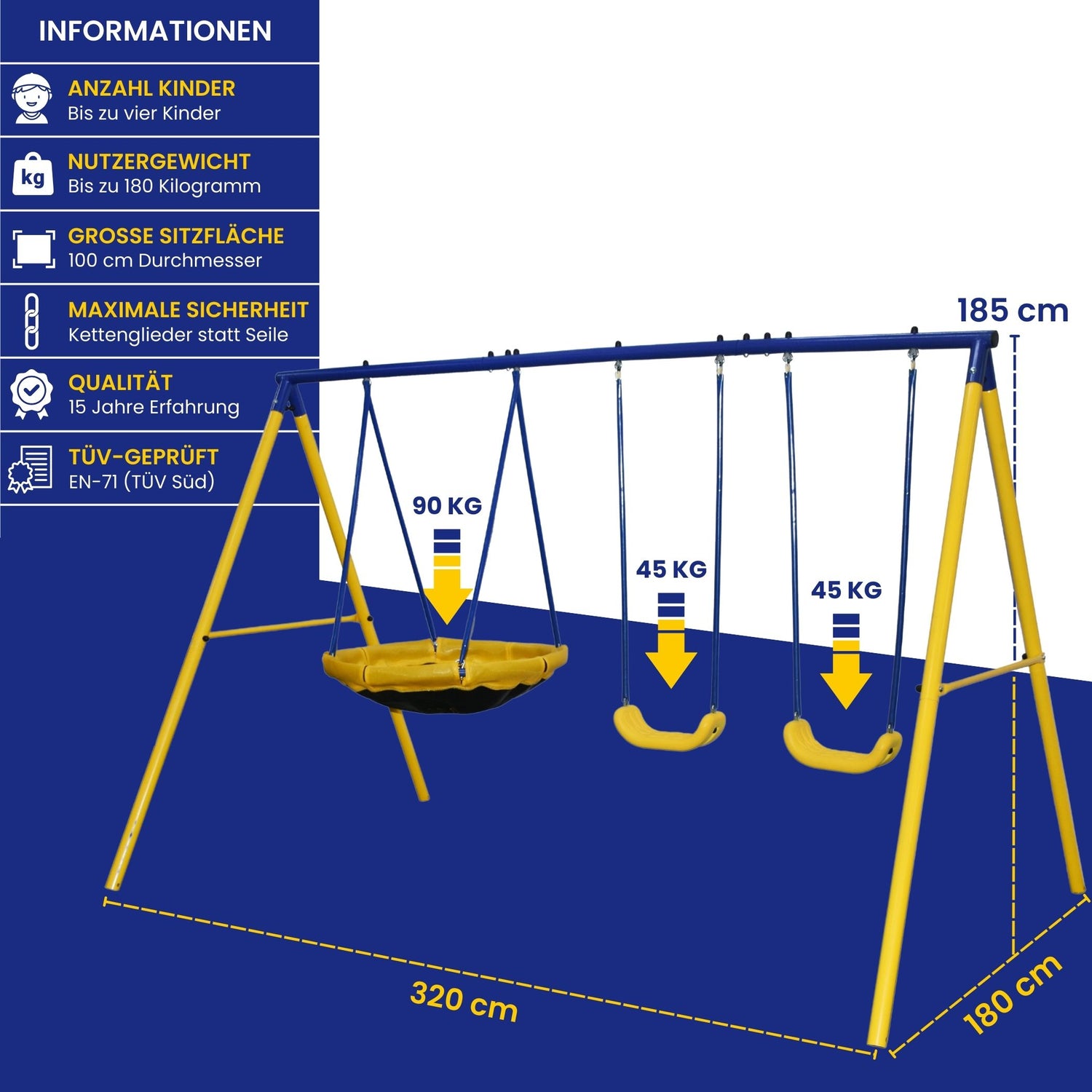 Space Shuttle Schaukel für 4 Kinder, Max. Belastungsgewicht 180kg