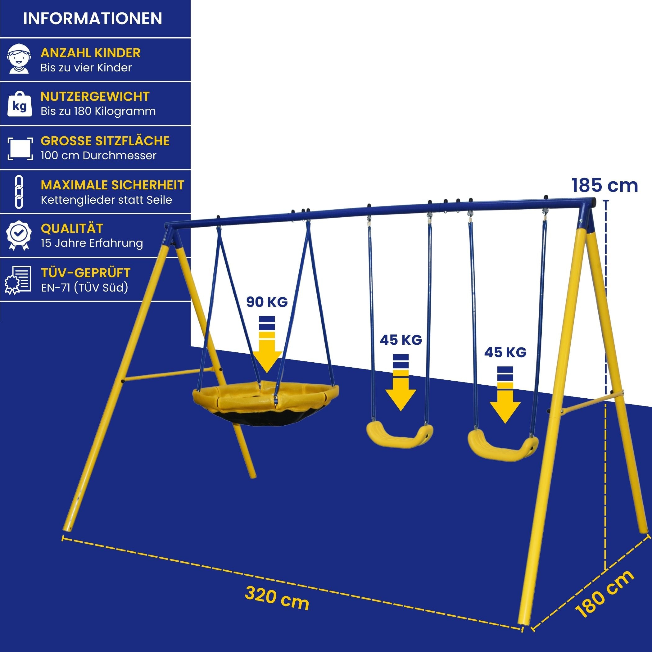 Space Shuttle Schaukel für 4 Kinder, Max. Belastungsgewicht 180kg