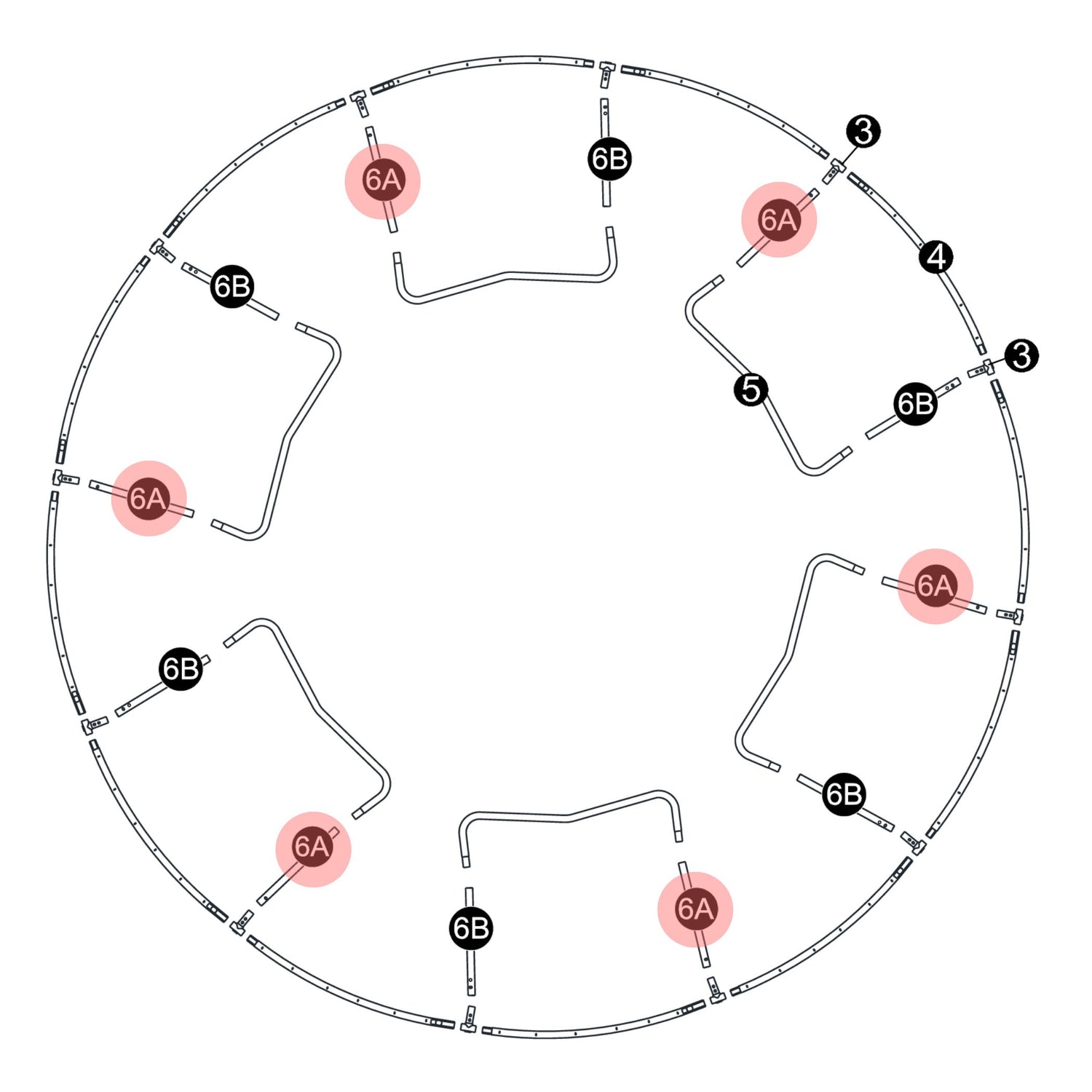 Trampolin Standbein-Verlängerung mit 2 Löchern, (Teilenr. 6A) für 244, 305, 366, 427 cm