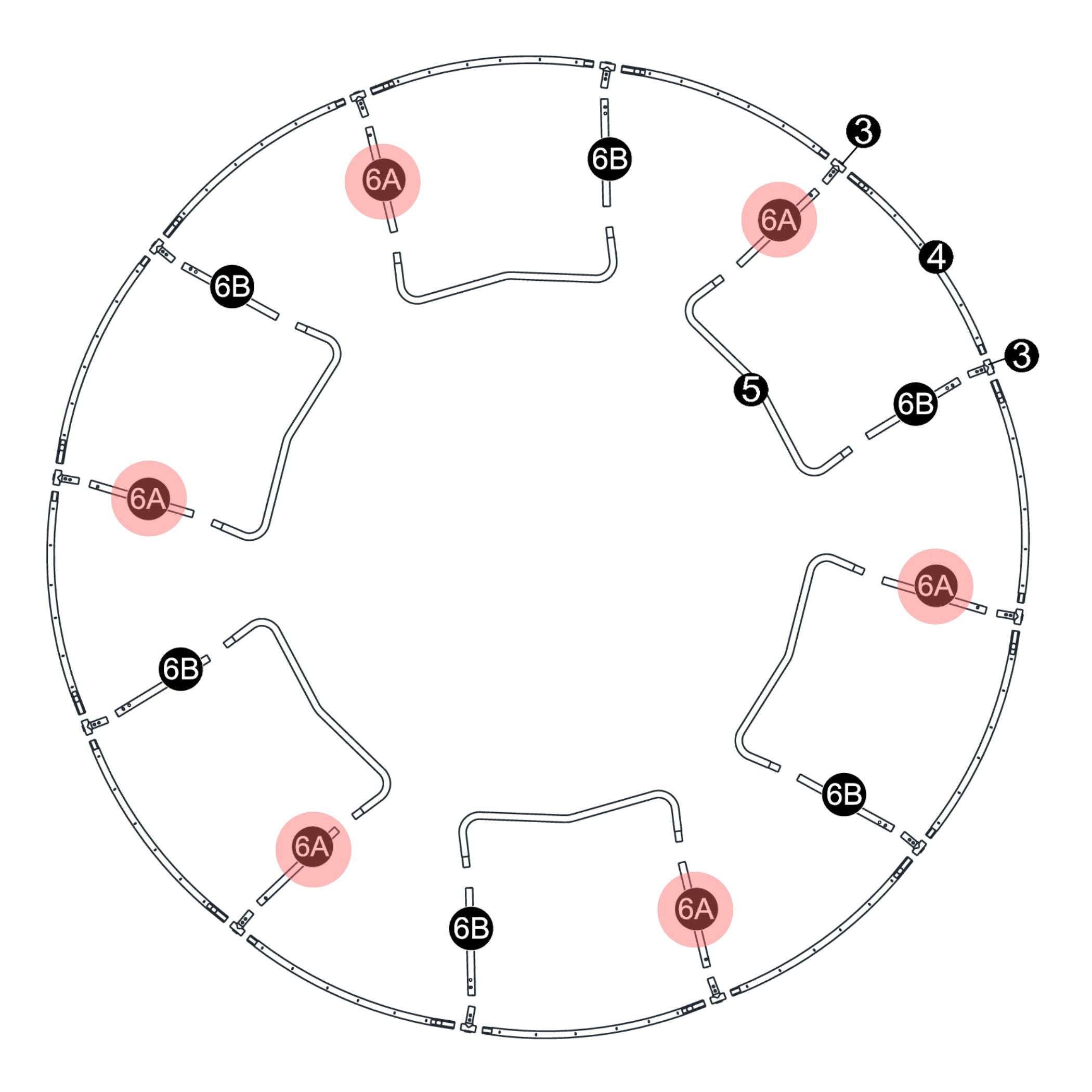 Trampolin Standbein-Verlängerung mit 2 Löchern, (Teilenr. 6A) für 244, 305, 366, 427 cm