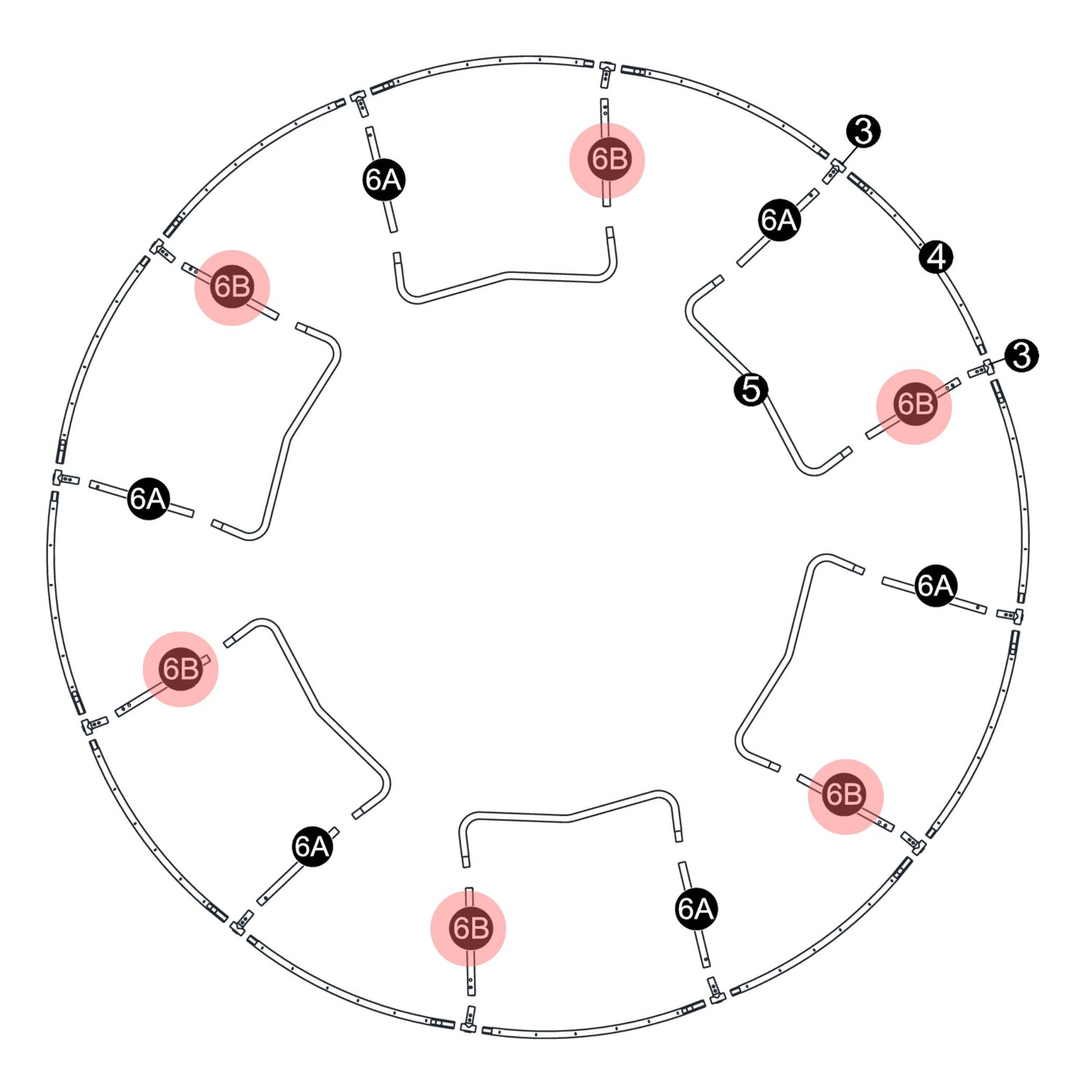 Trampolin Standbein-Verlängerung mit 3 Löchern, (Teilenr. 6B) für 244, 305, 366, 427 cm