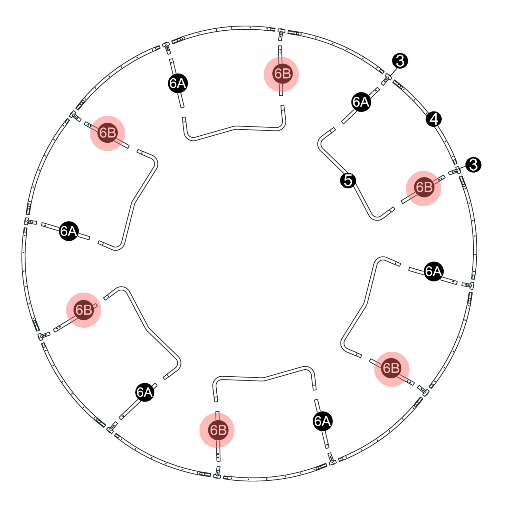 Trampolin Standbein-Verlängerung mit 3 Löchern, (Teilenr. 6B) für 244, 305, 366, 427 cm