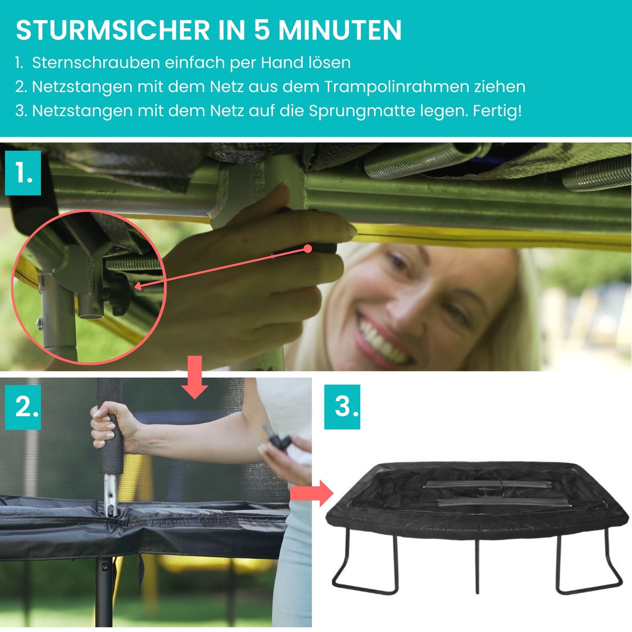 Zero Gravity Trampolin 457x305cm inkl. Leiter & Bodenanker - Nutzer bis 130kg