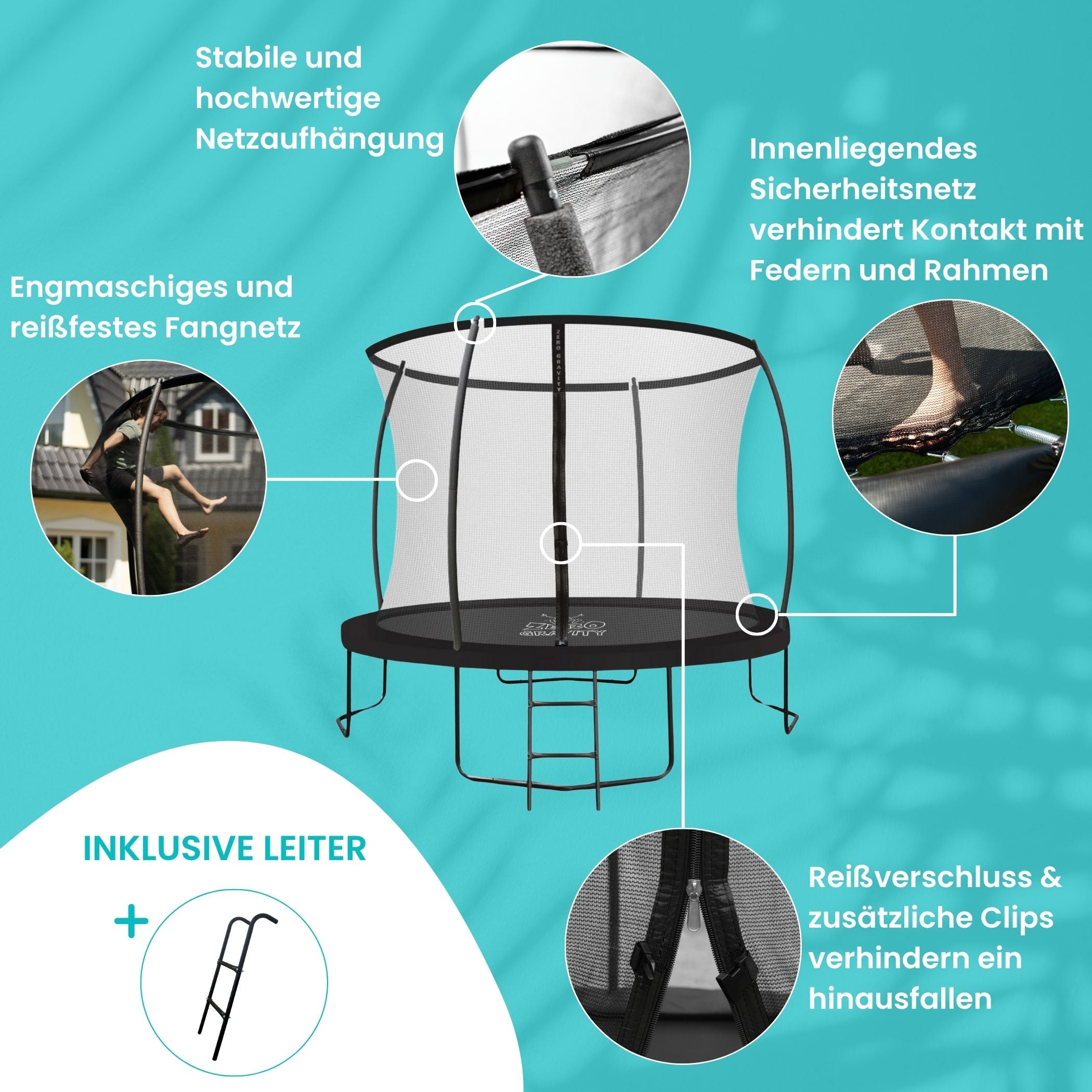 Zero Gravity Trampolin Ø 305 cm inkl. Leiter - Nutzer bis 120kg