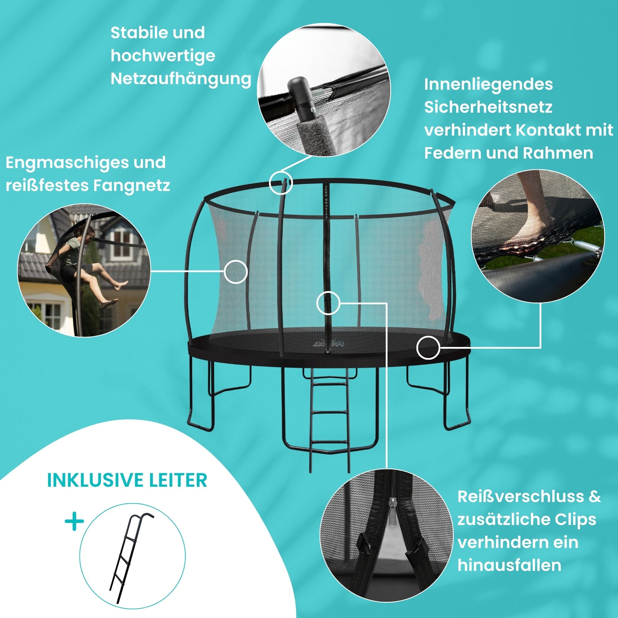 Zero Gravity Trampolin Ø 366 cm inkl. Leiter - Nutzer bis 150kg