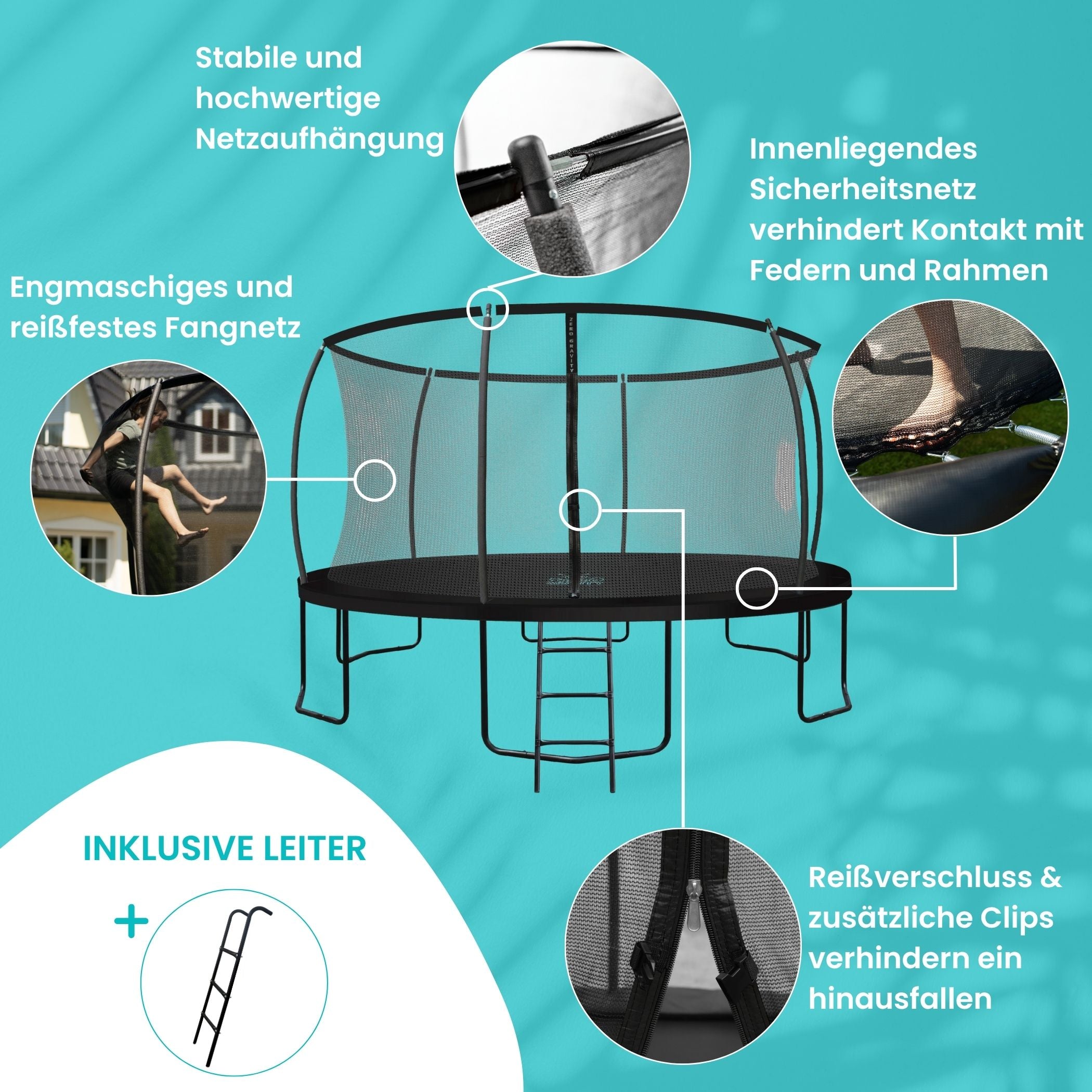 Zero Gravity Trampolin Ø 427 cm inkl. Leiter - Nutzer bis 150kg