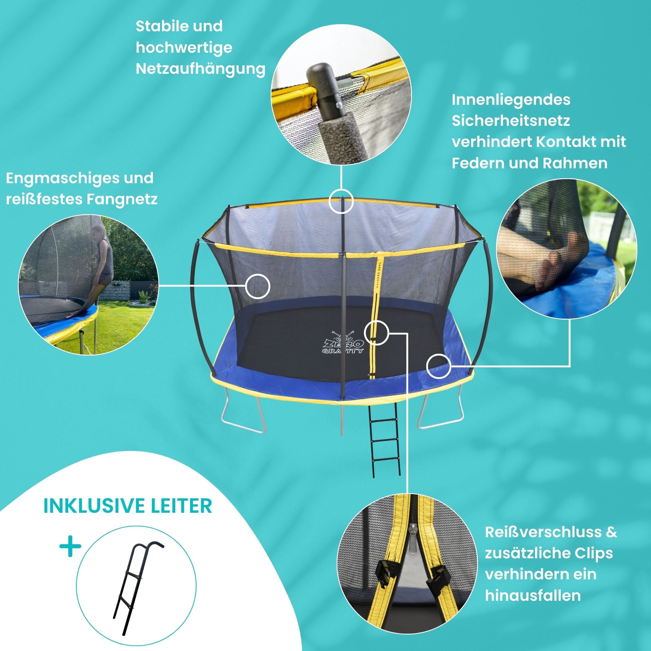 Zero Gravity Trampolin 305x213cm inkl. Leiter - Nutzer bis 100kg