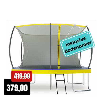 Zero Gravity Trampolin 366x244cm inkl. Leiter &amp; Bodenanker - bis 130kg