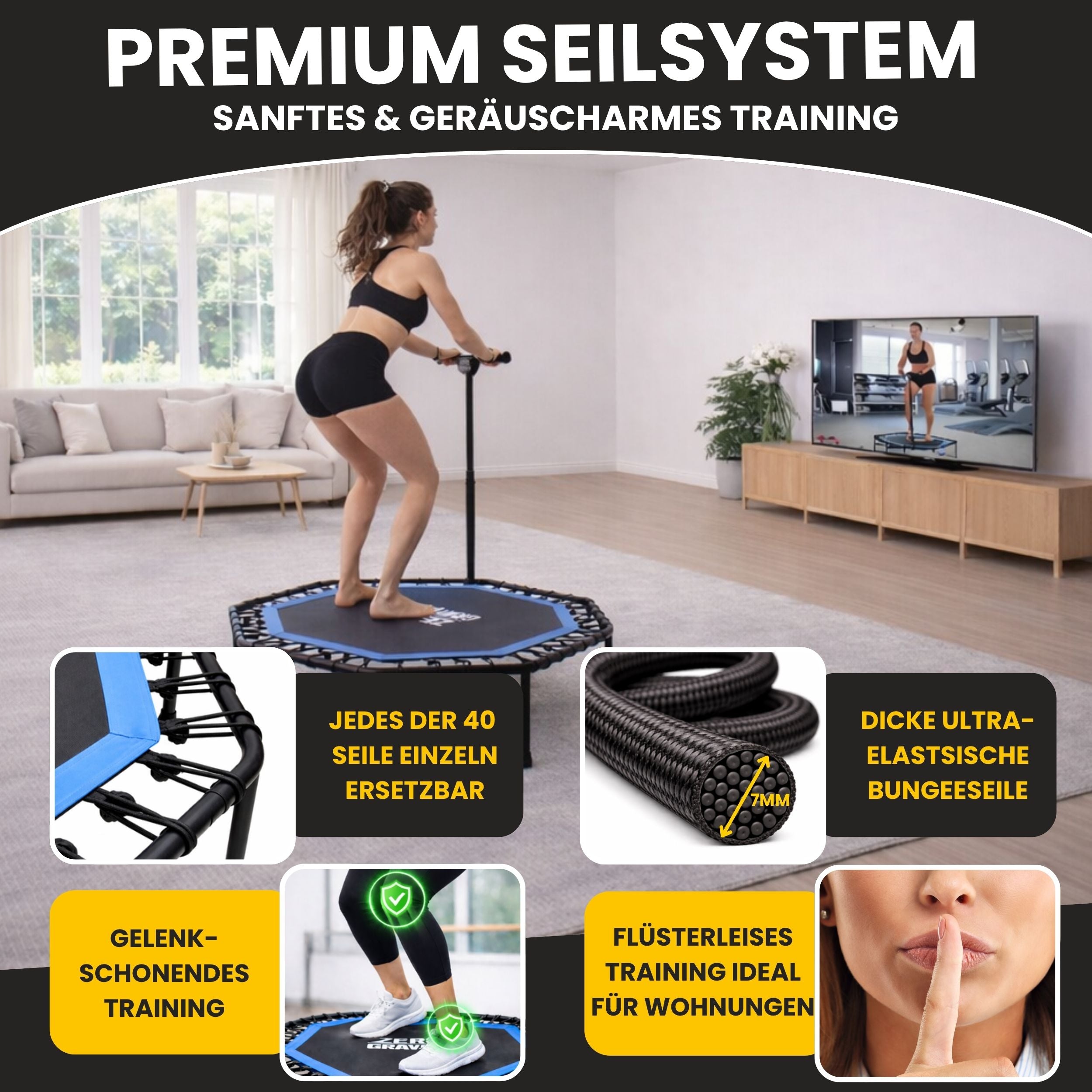 Zero Gravity Fitness Trampolin blau - Nutzer bis 130kg