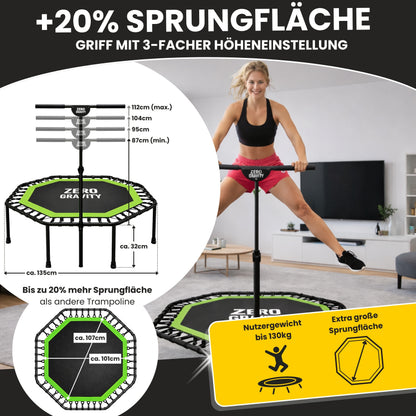 Zero Gravity Fitness Trampolin grün - Nutzer bis 130kg