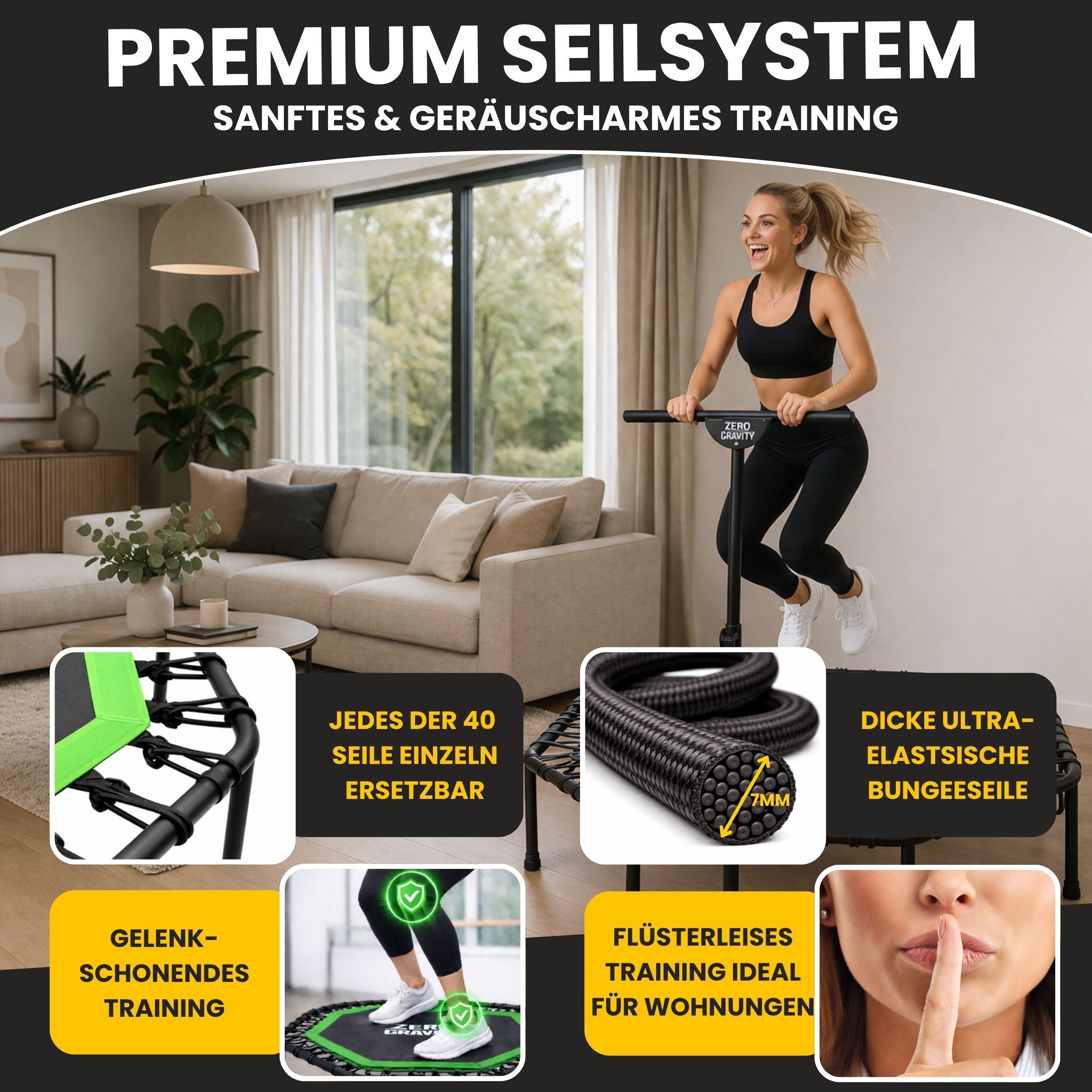 Zero Gravity Fitness Trampolin grün - Nutzer bis 130kg