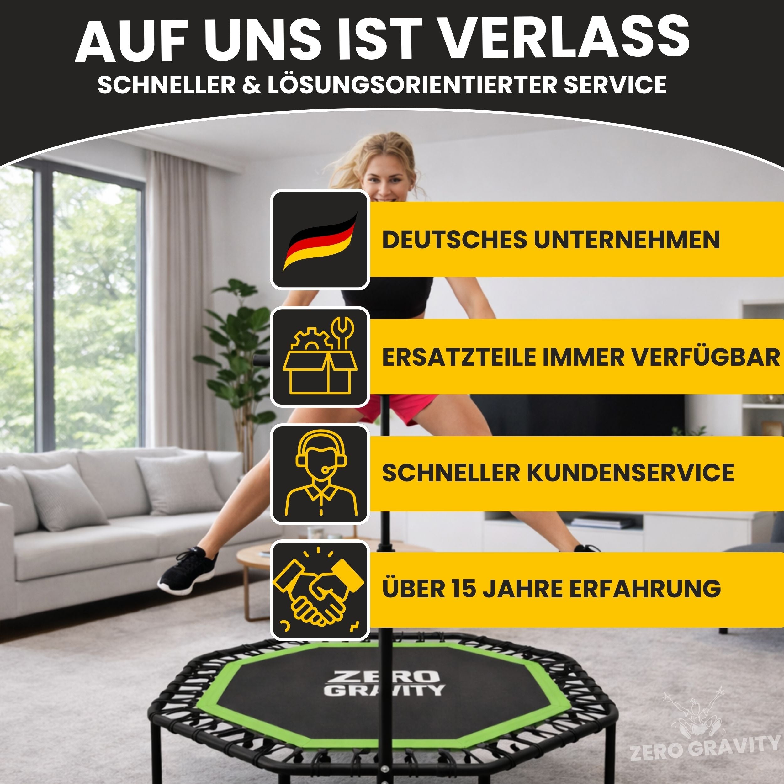 Zero Gravity Fitness Trampolin grün - Nutzer bis 130kg
