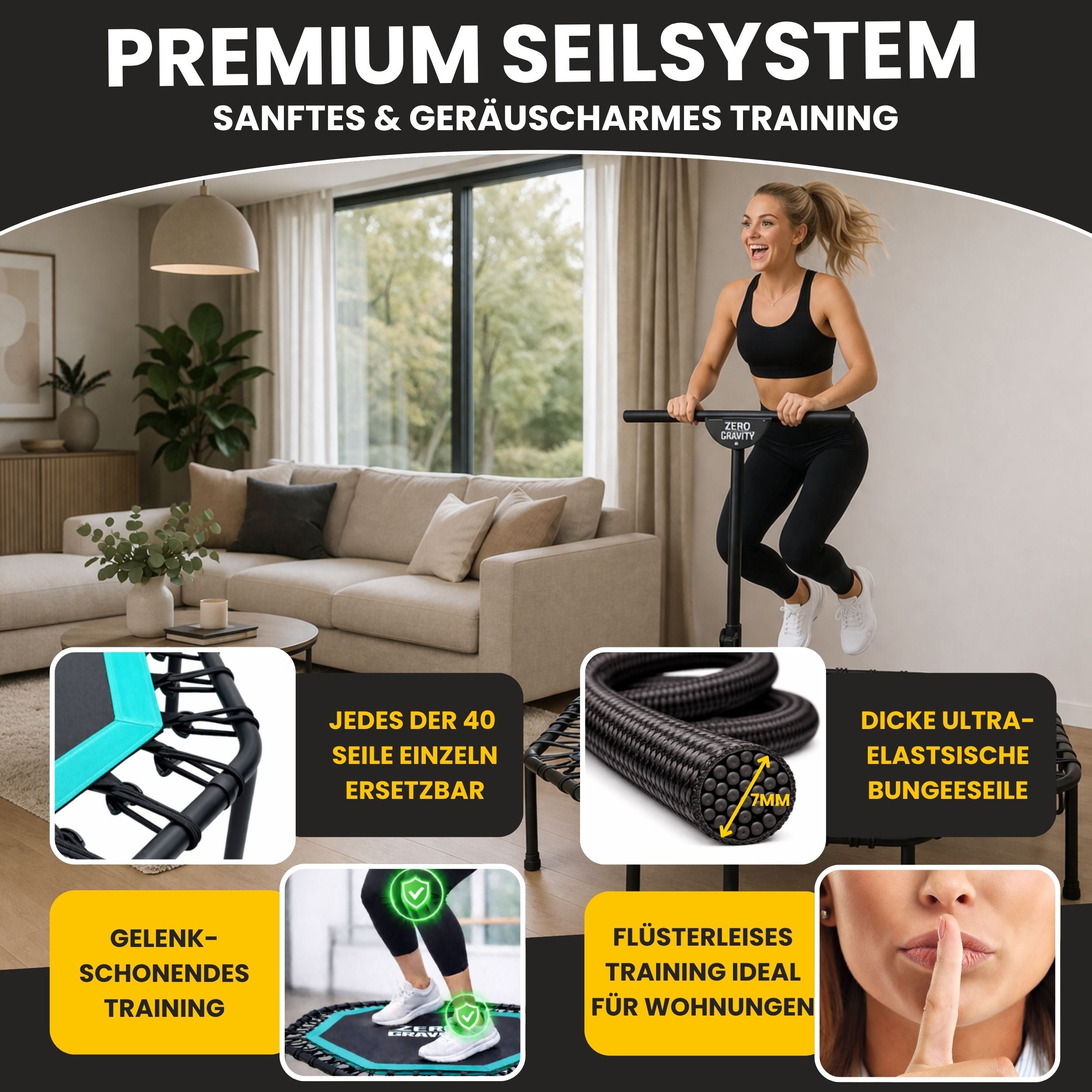 Zero Gravity Fitness Trampolin türkis - Nutzer bis 130kg