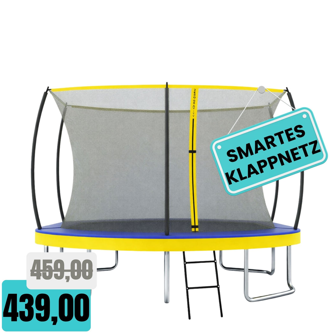 Zero Gravity Trampolin 366x244cm inkl. Leiter &amp; Bodenanker - bis 130kg