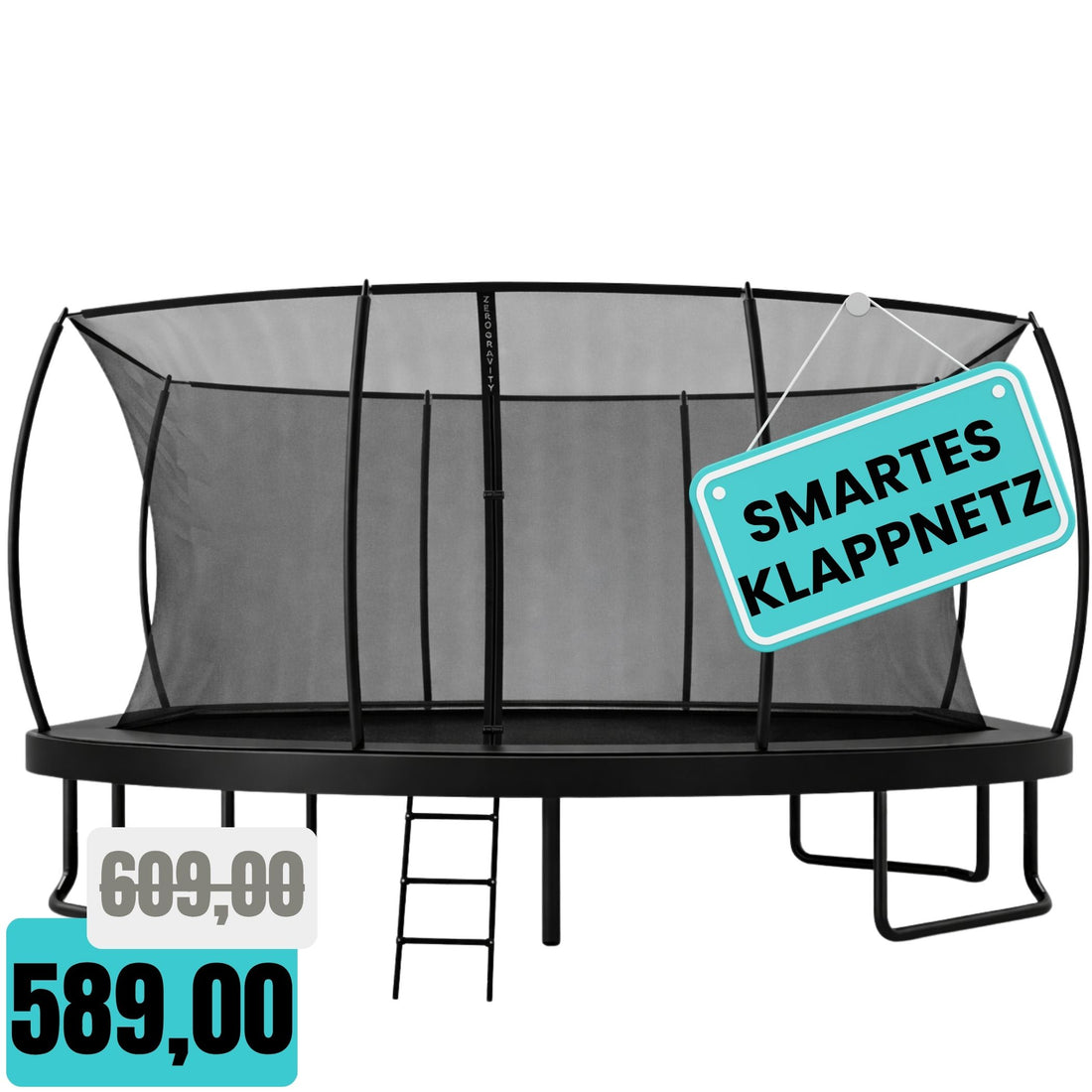 Zero Gravity Trampolin 457x305cm inkl. Leiter &amp; Bodenanker - Nutzer bis 130kg