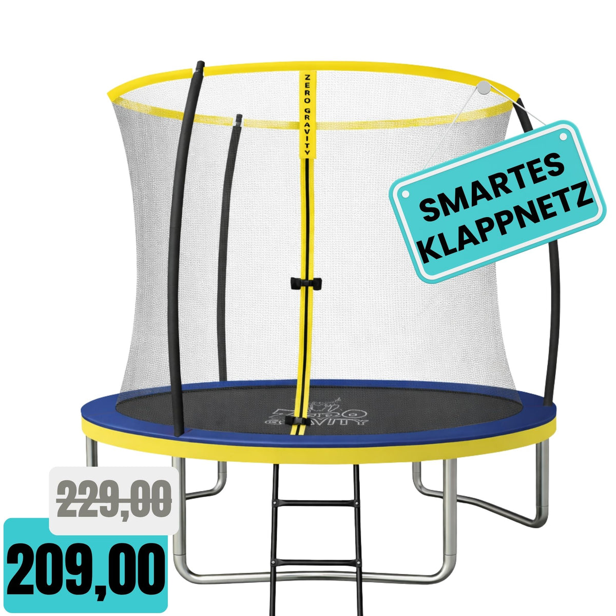 Zero Gravity Trampolin  Ø 244 cm inkl. Leiter &amp; Bodenanker - Nutzer bis 75kg