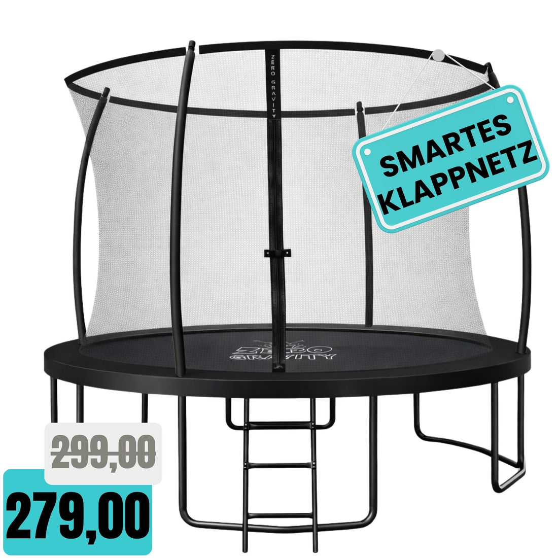 Zero Gravity Trampolin Ø 305 cm inkl. Leiter &amp; Bodenanker - Nutzer bis 120kg