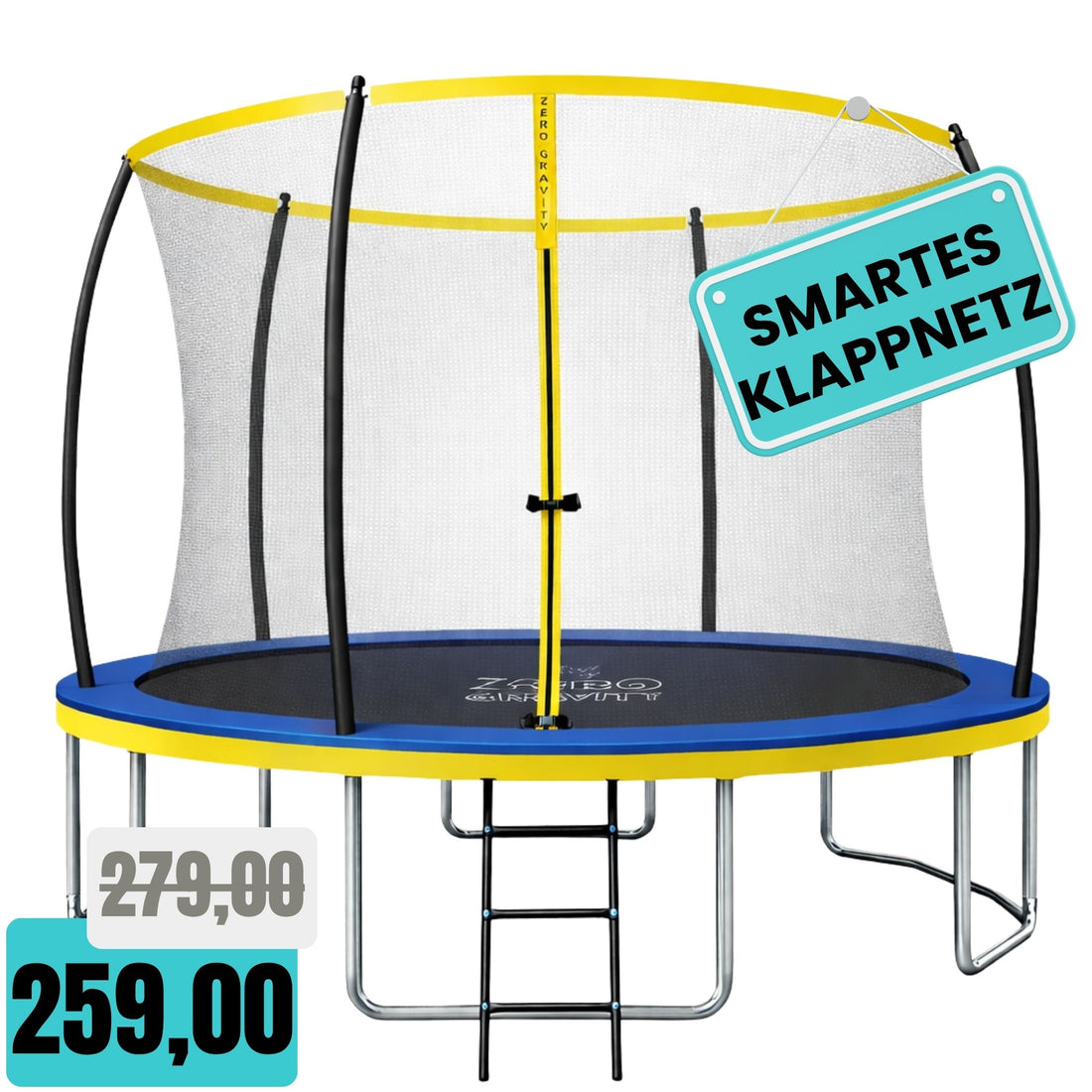 Zero Gravity Trampolin Ø 305 cm inkl. Leiter &amp; Bodenanker - Nutzer bis 120kg