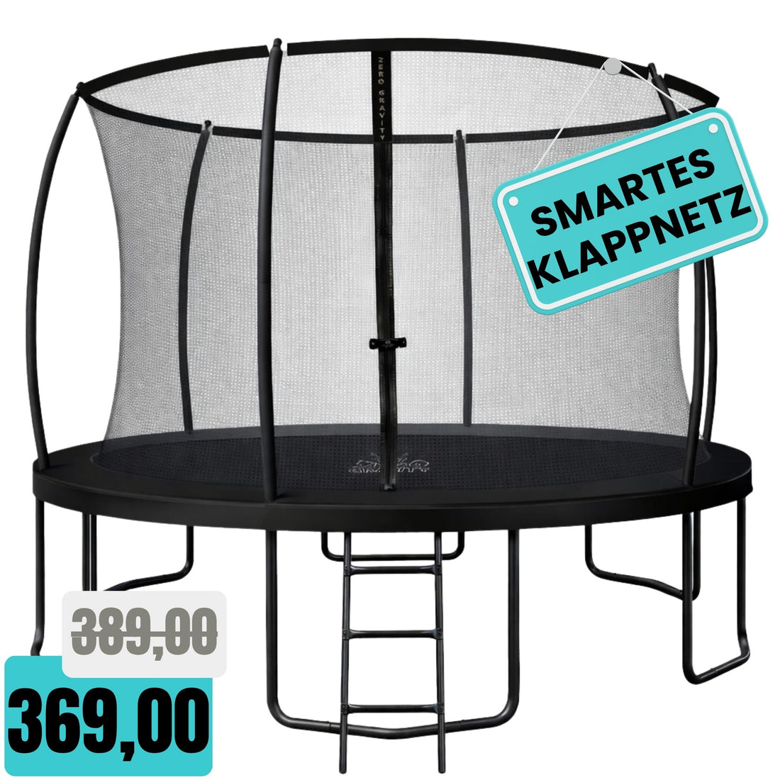 Zero Gravity Trampolin Ø 366 cm inkl. Leiter &amp; Bodenanker - Nutzer bis 150kg