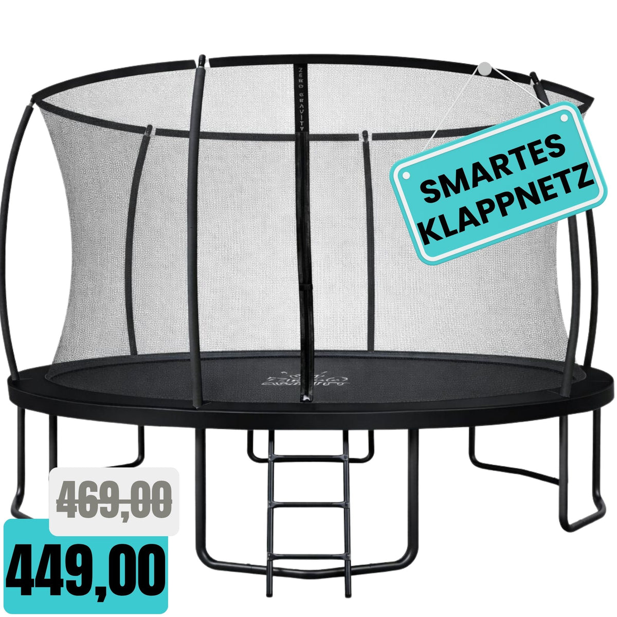 Zero Gravity Trampolin Ø 427 cm inkl. Leiter &amp; Bodenanker - Nutzer bis 150kg